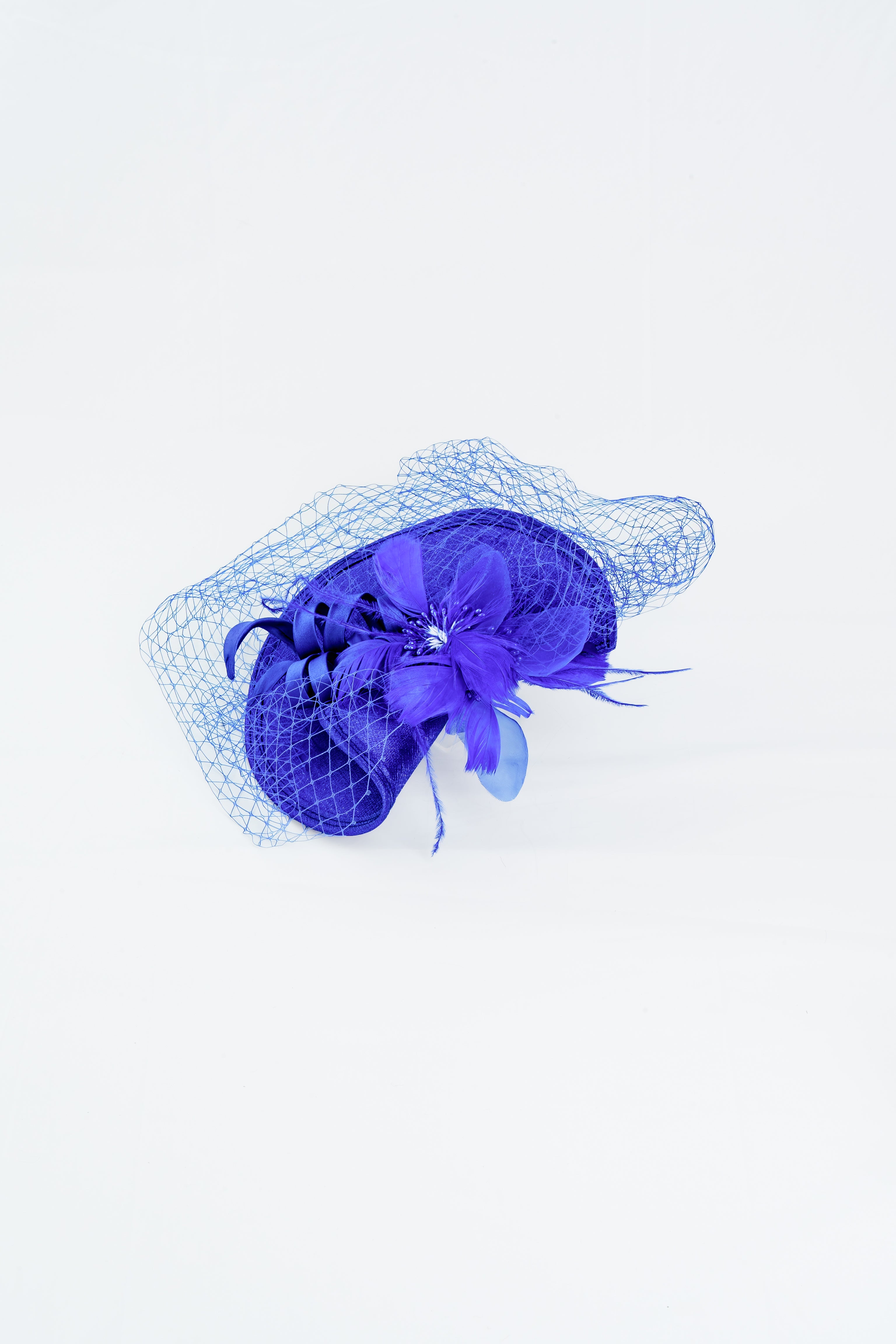 Floral Fascinator with Feather and Veil