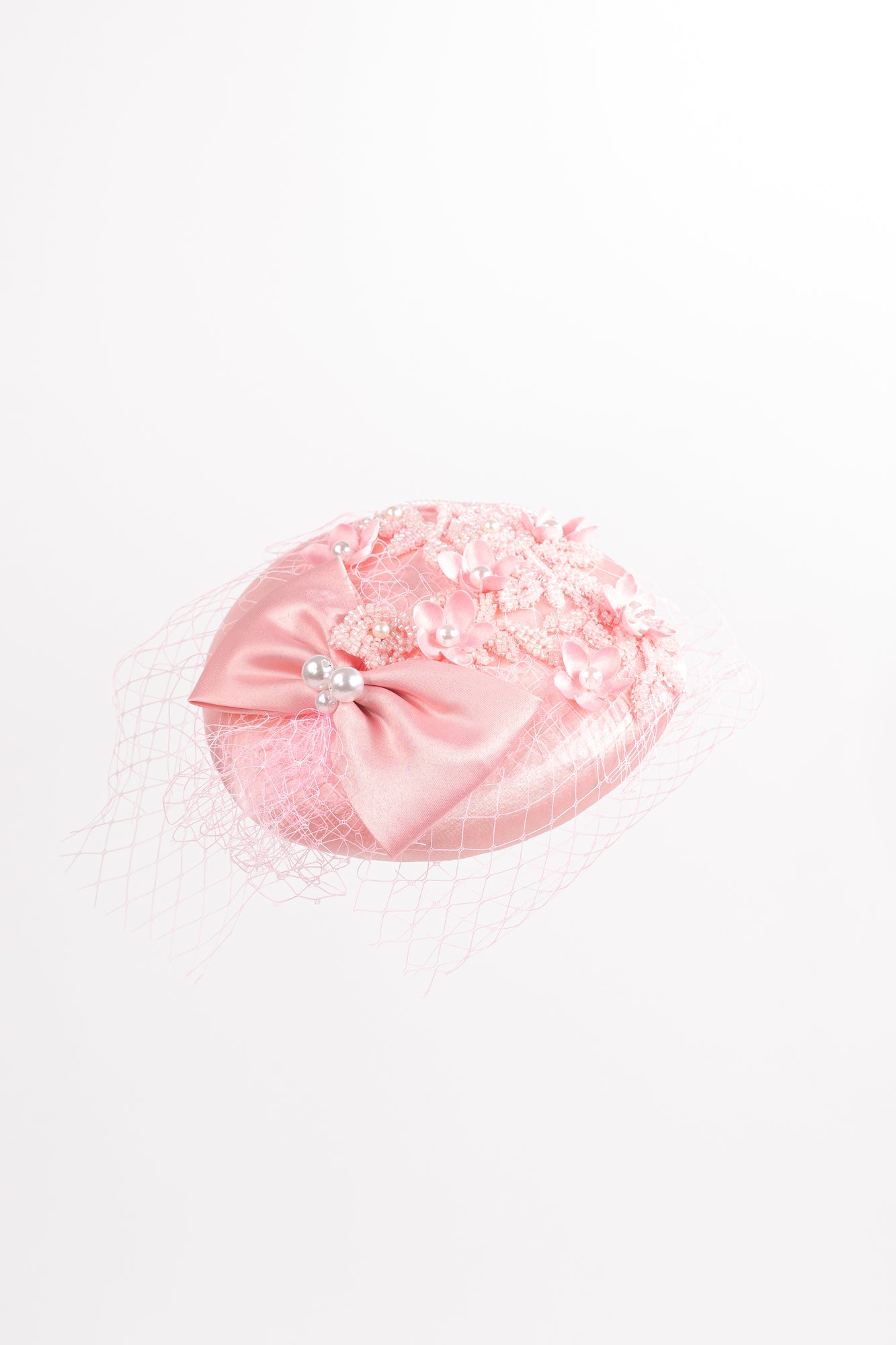 Applique Bow & Flowers Fascinator Hat