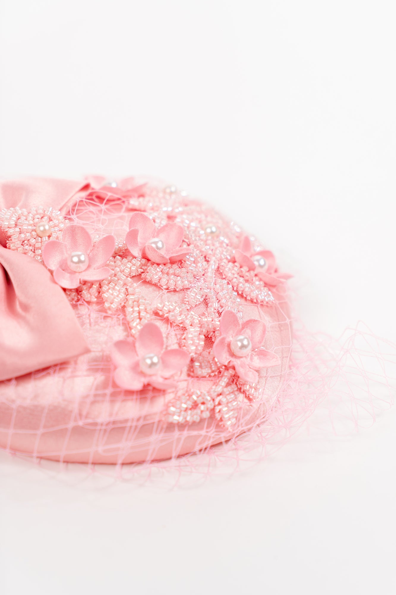 Applique Bow & Flowers Fascinator Hat