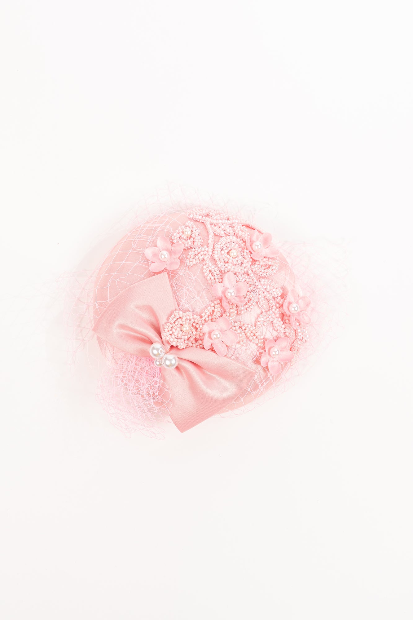 Applique Bow & Flowers Fascinator Hat