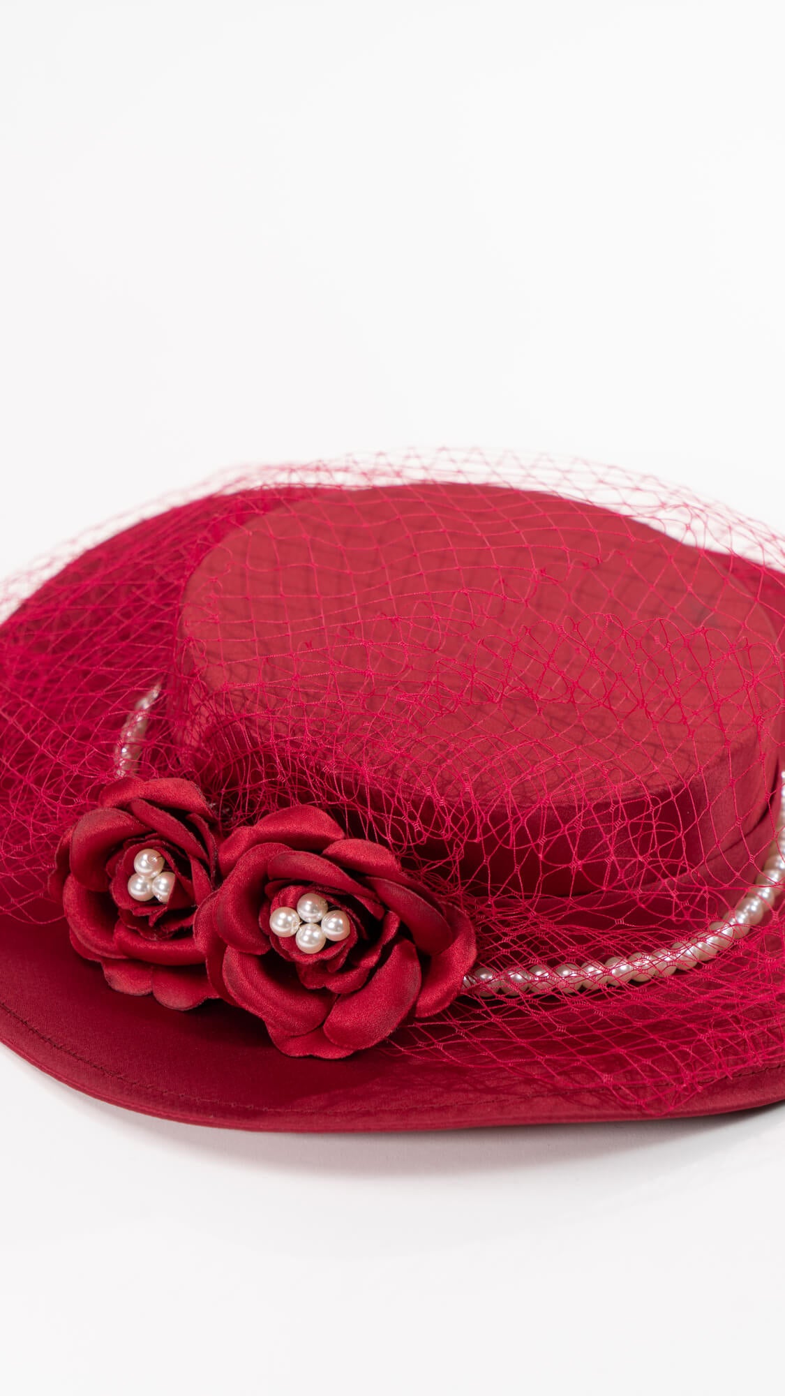 Boater Hat with Pearls & Flowers