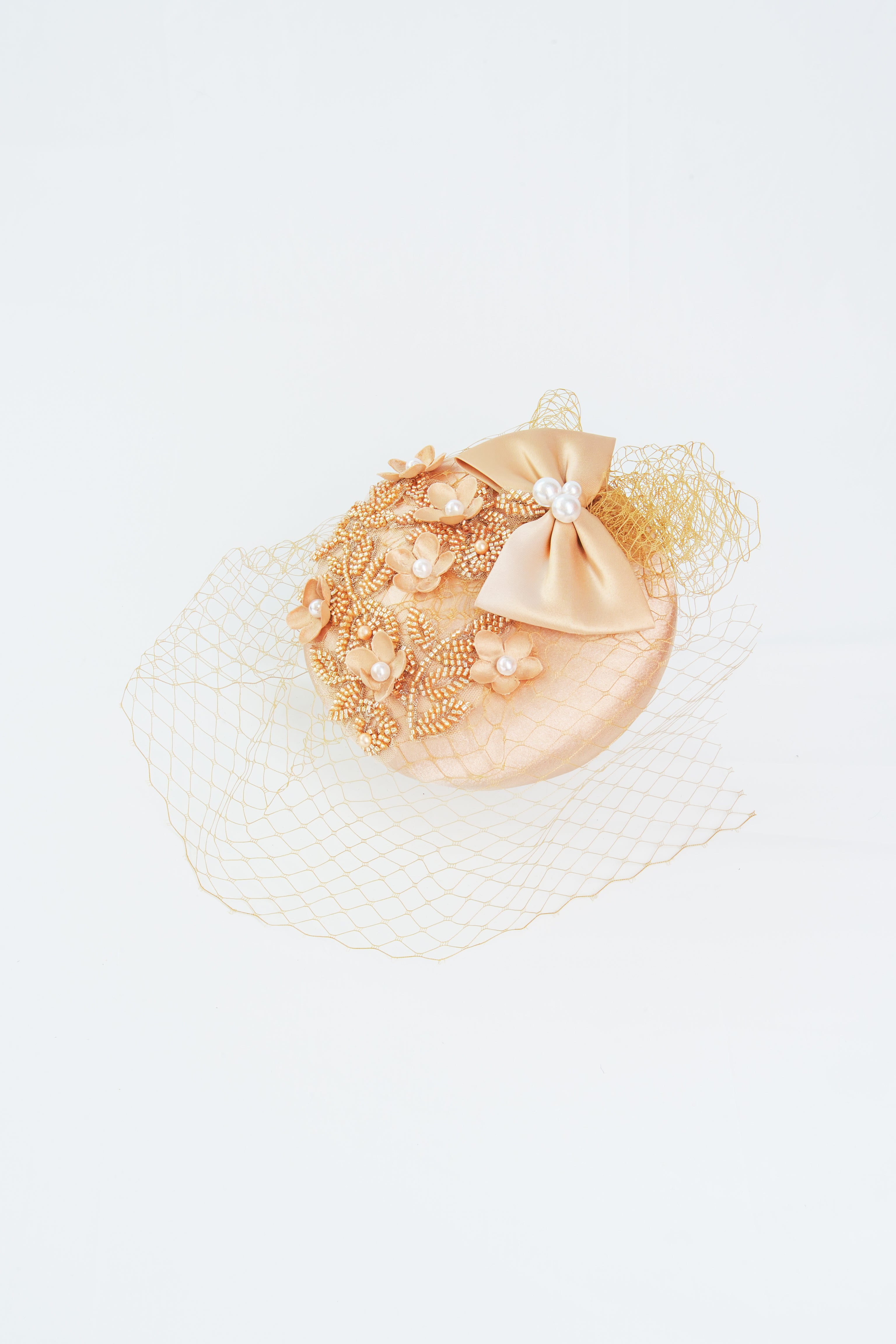 Applique Bow & Flowers Fascinator Hat