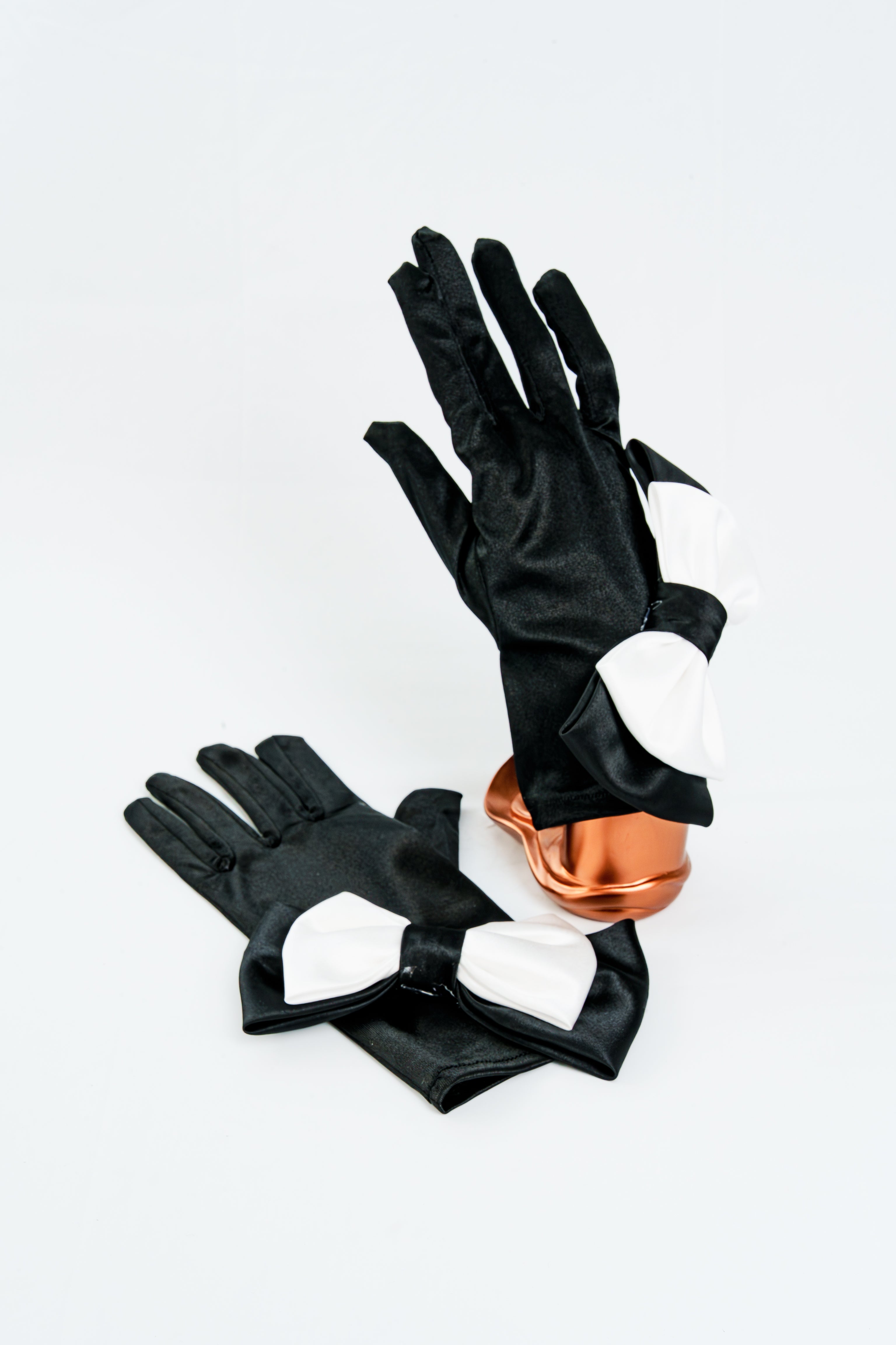 Black Gloves with Satin Bows