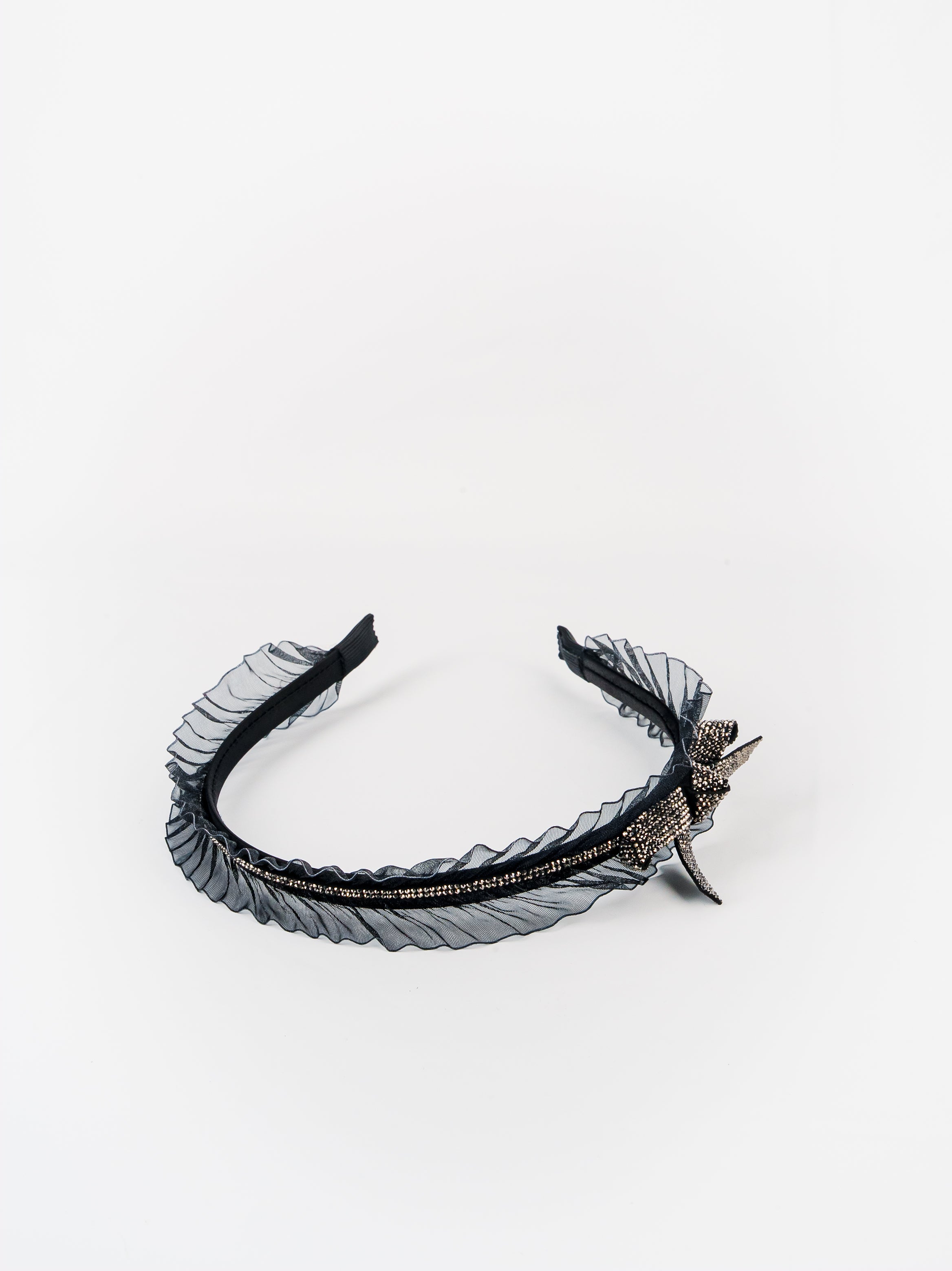 Ruffled Mesh Bow Headband