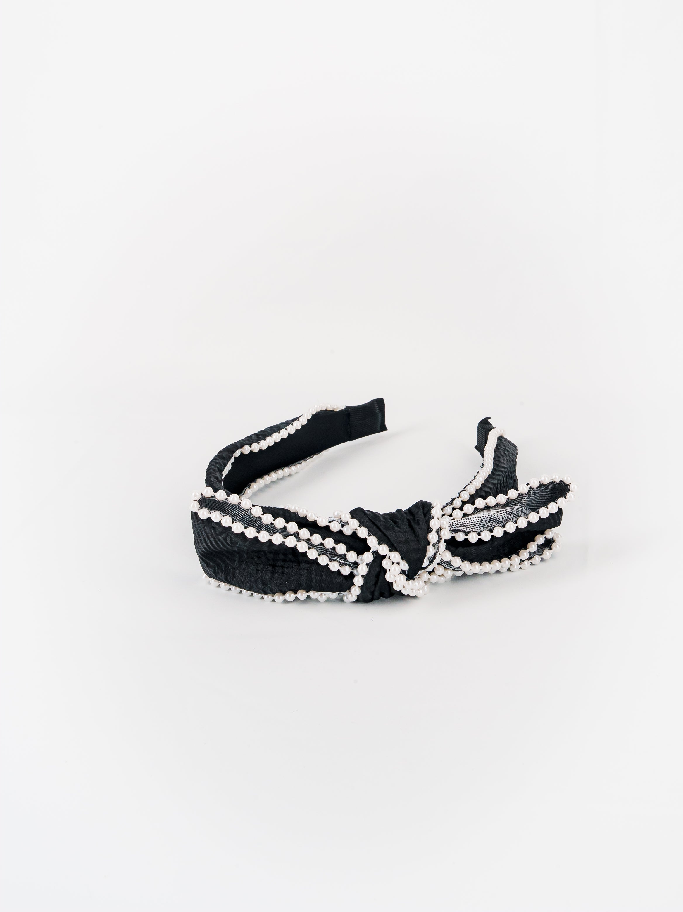 Pearl Trim Bow Headband