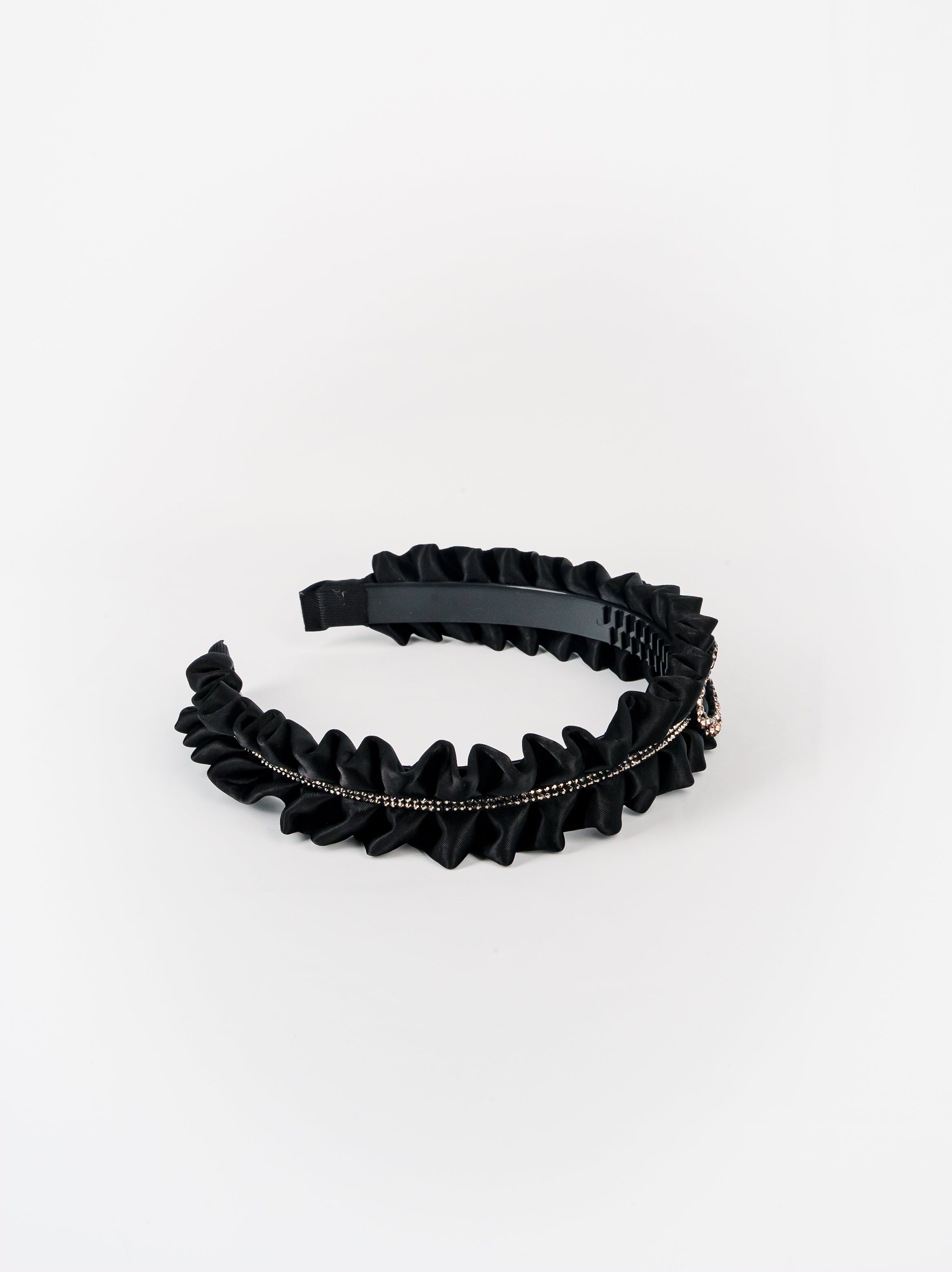 Crystal Bow Satin Pleated Headband