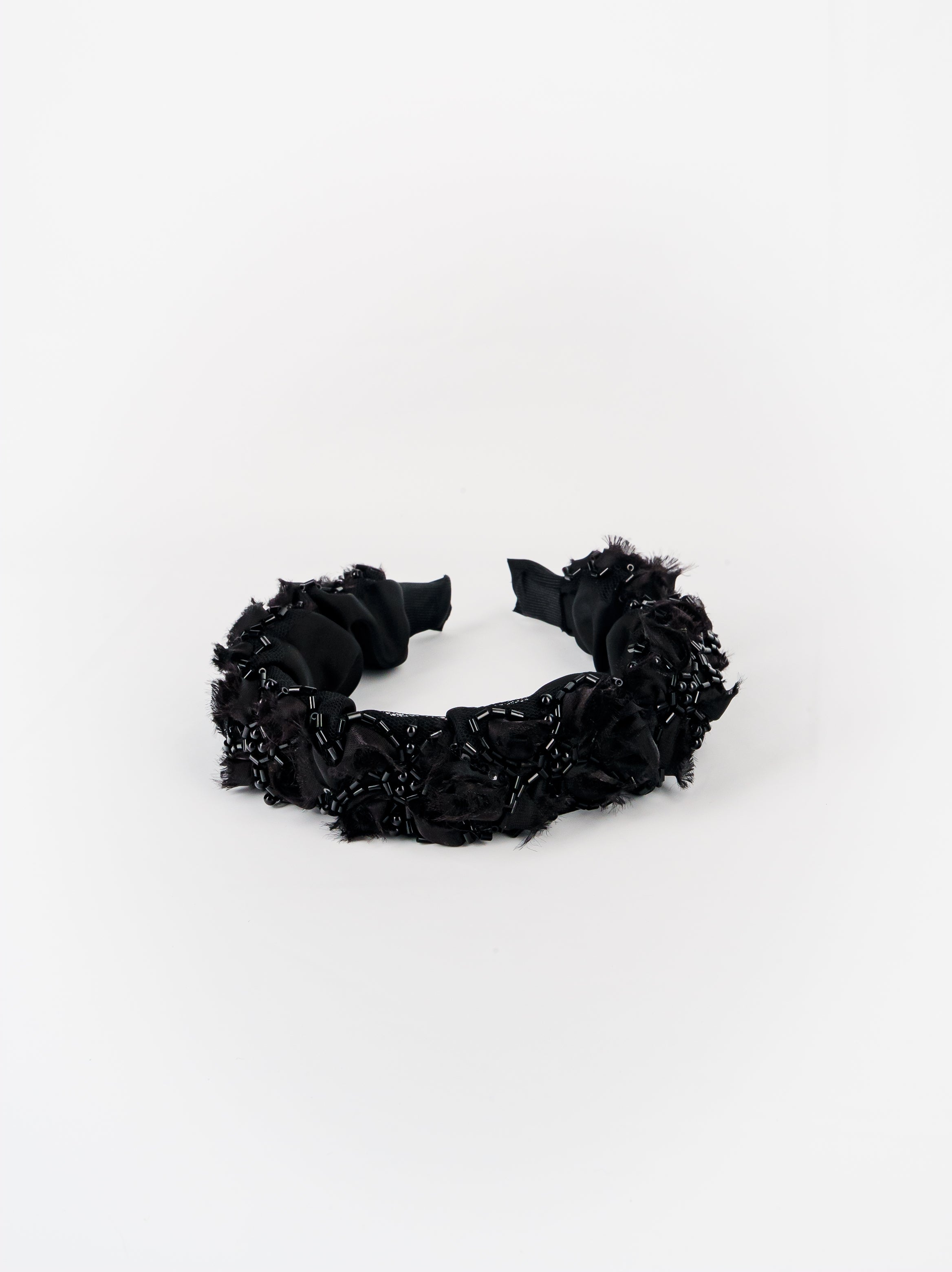 Noir Fringe Beadwork Headband