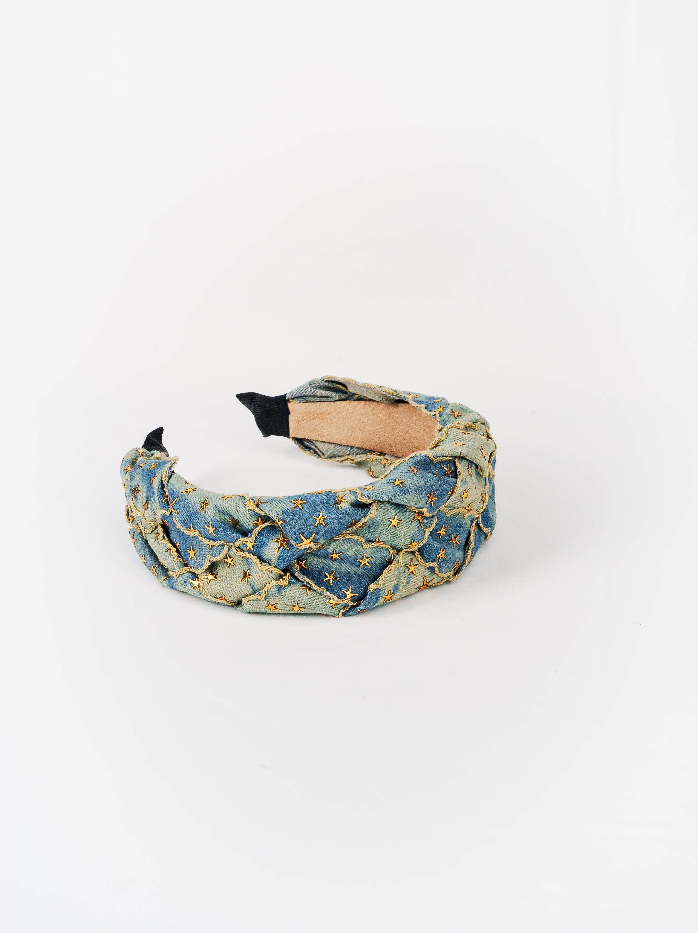 Denim Star Embroidery Braided Headband