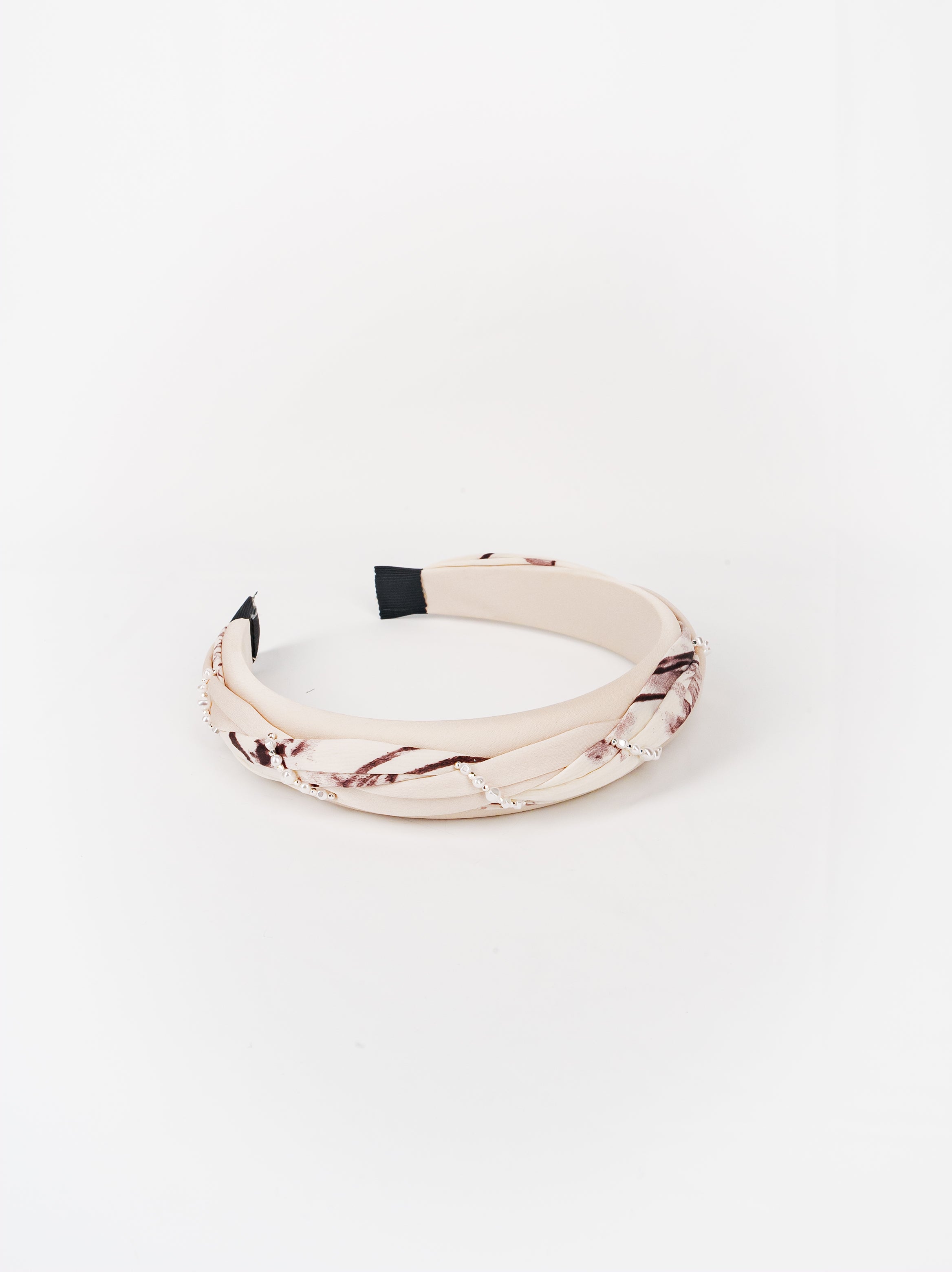 Pearl Detail Print Twist Headband