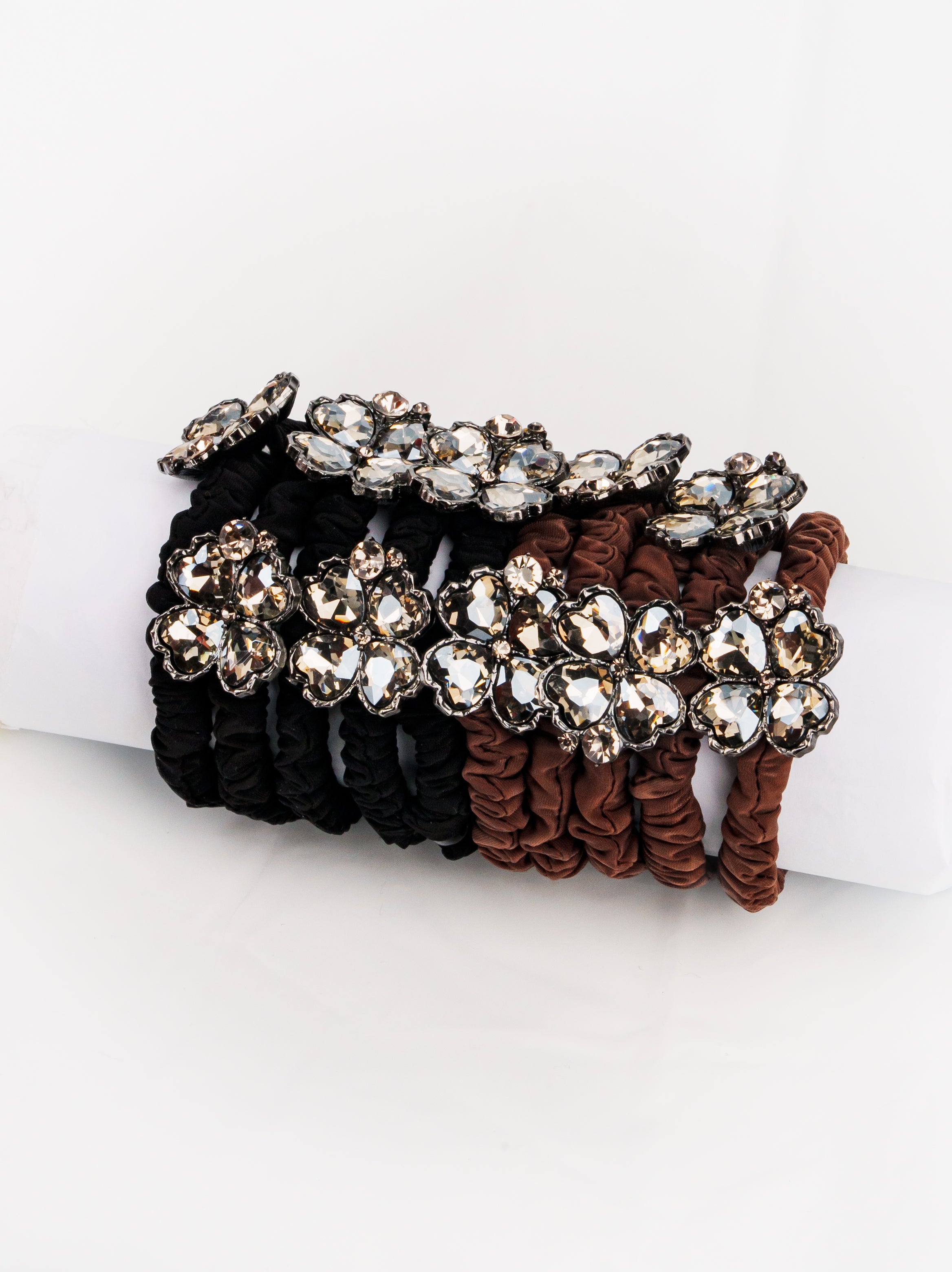 Crystal Bloom Ruched Hair Tie Set