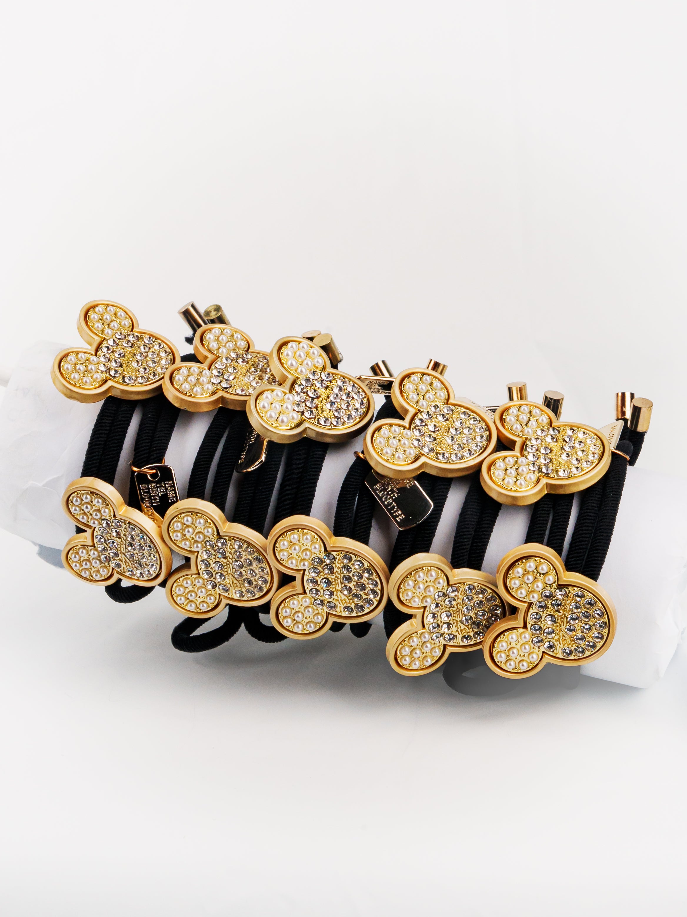 Crystal Bear Charm Hair Tie Set