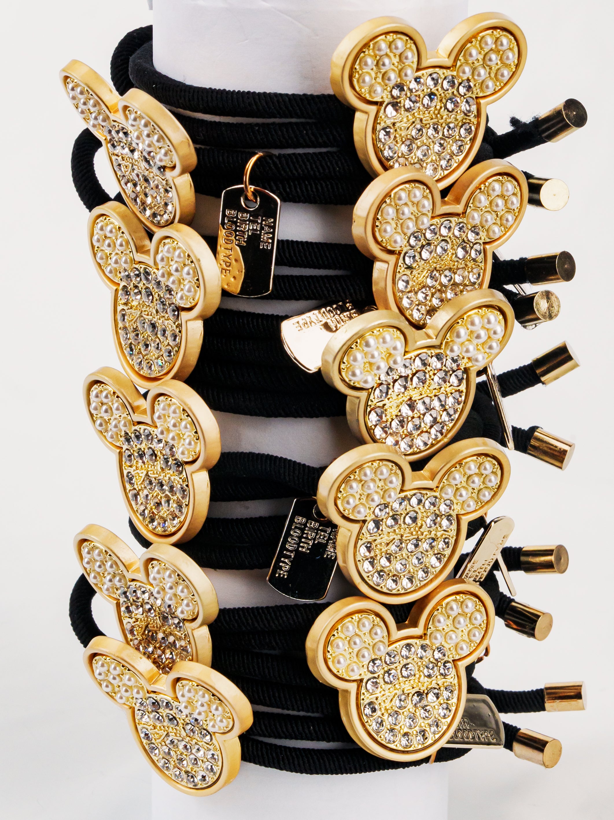 Crystal Bear Charm Hair Tie Set