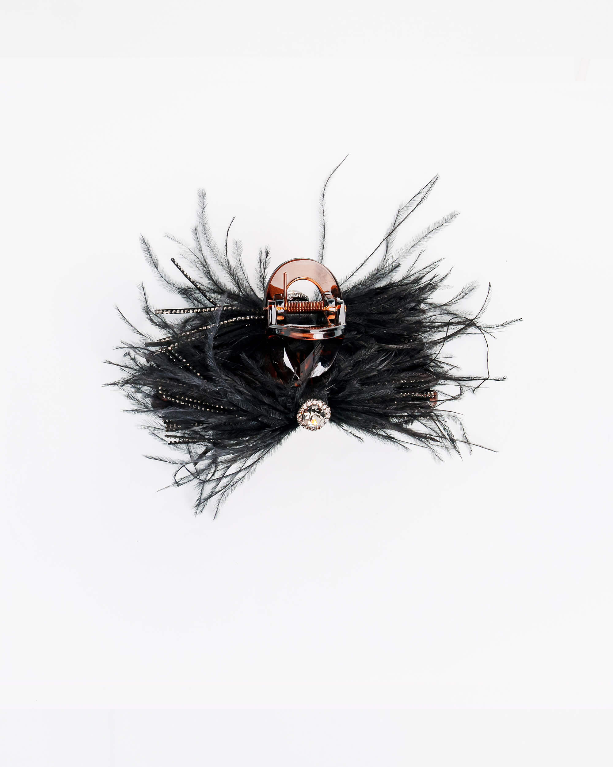 Black Feather Gemstone Claw Clip