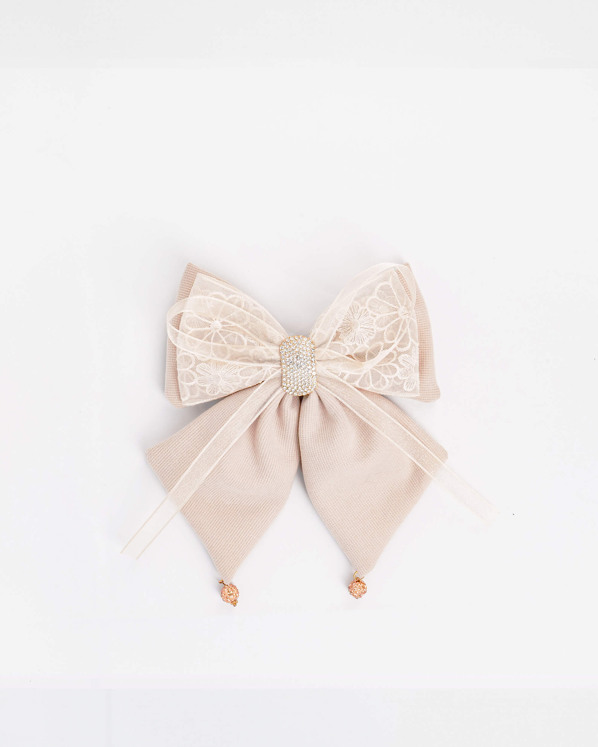 Lace Accent Jewel Bow Clip