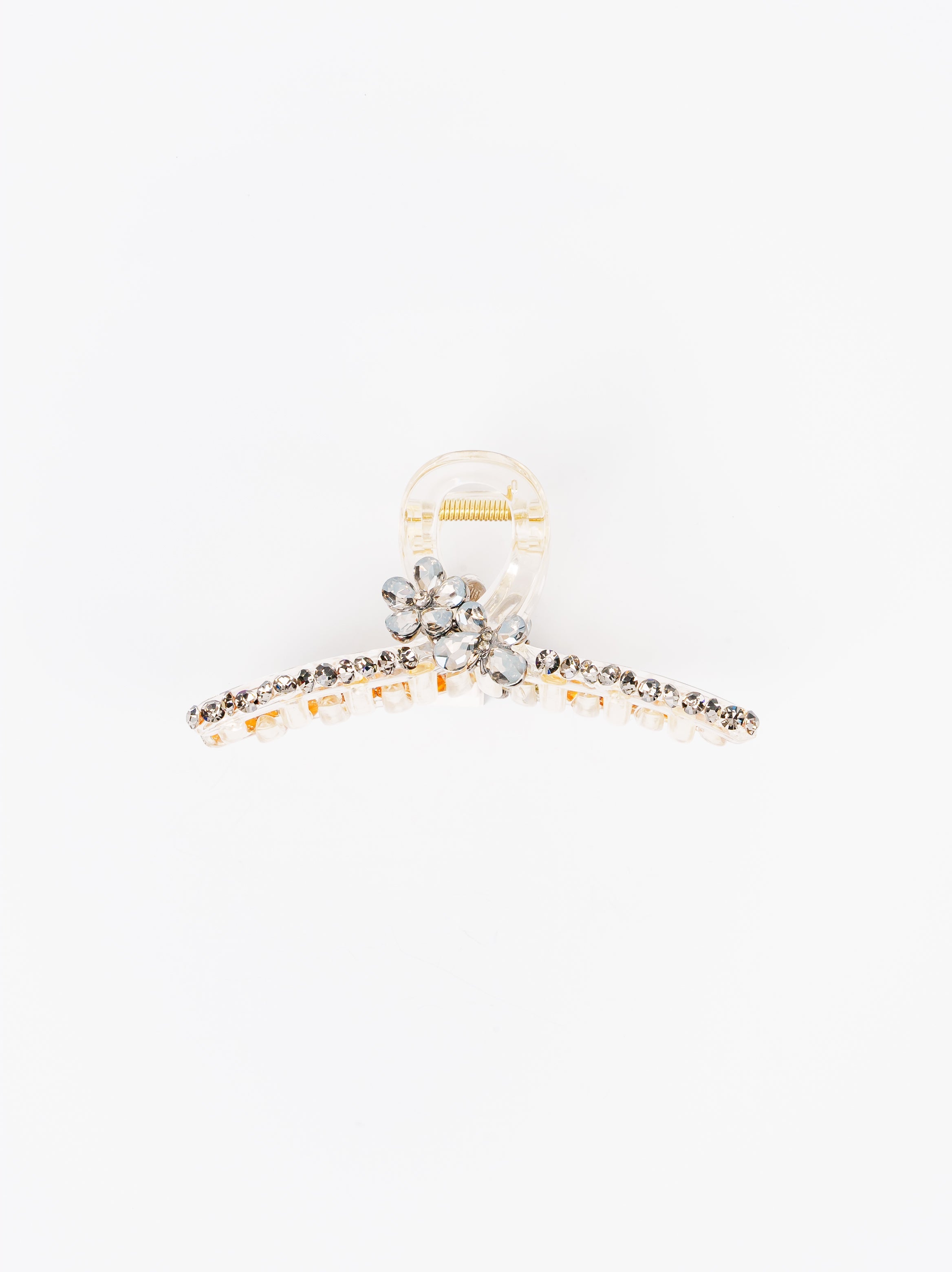 Clear Floral Jewel Hair Claw