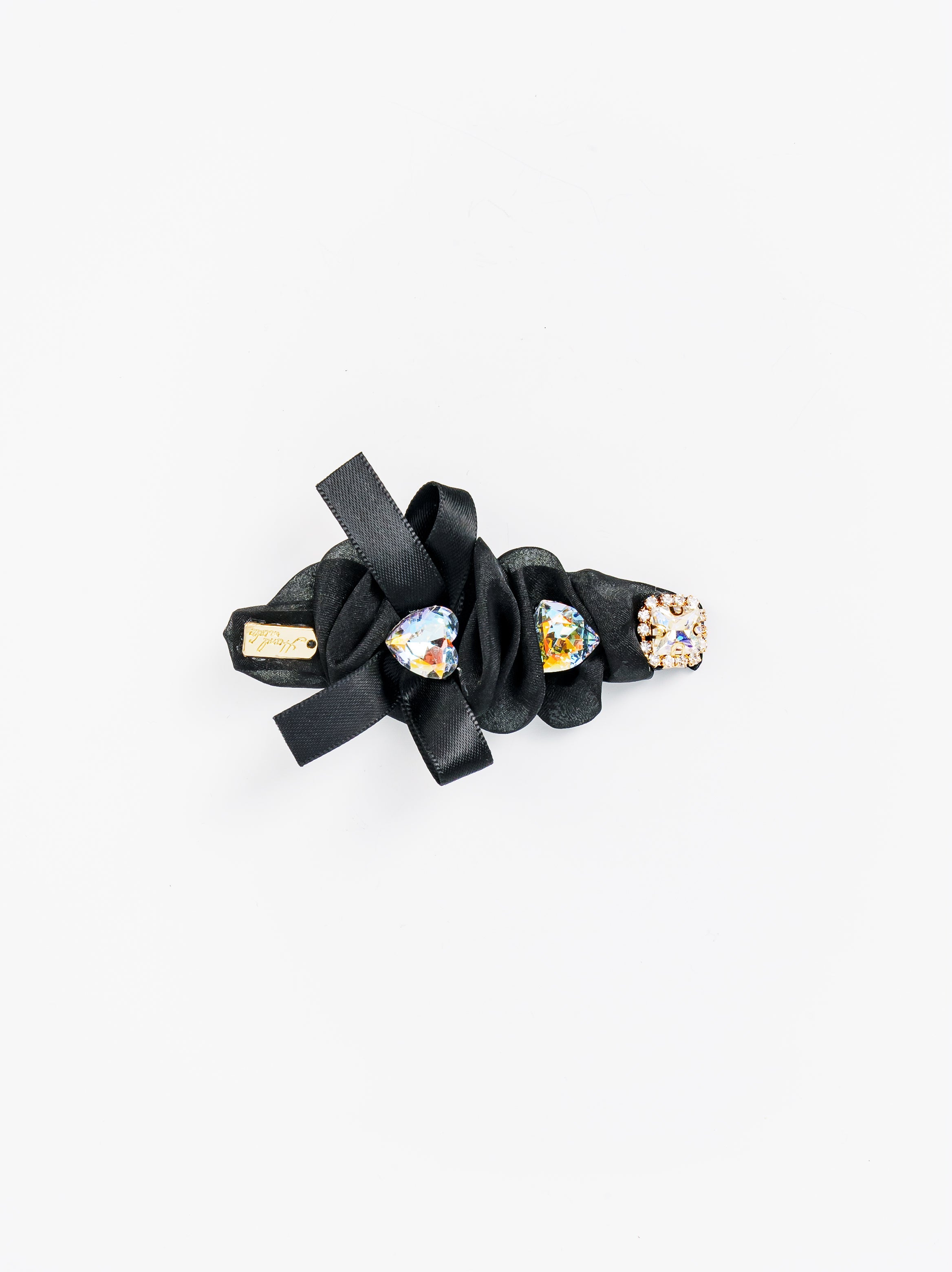 Satin Bow Crystal Hair Clip