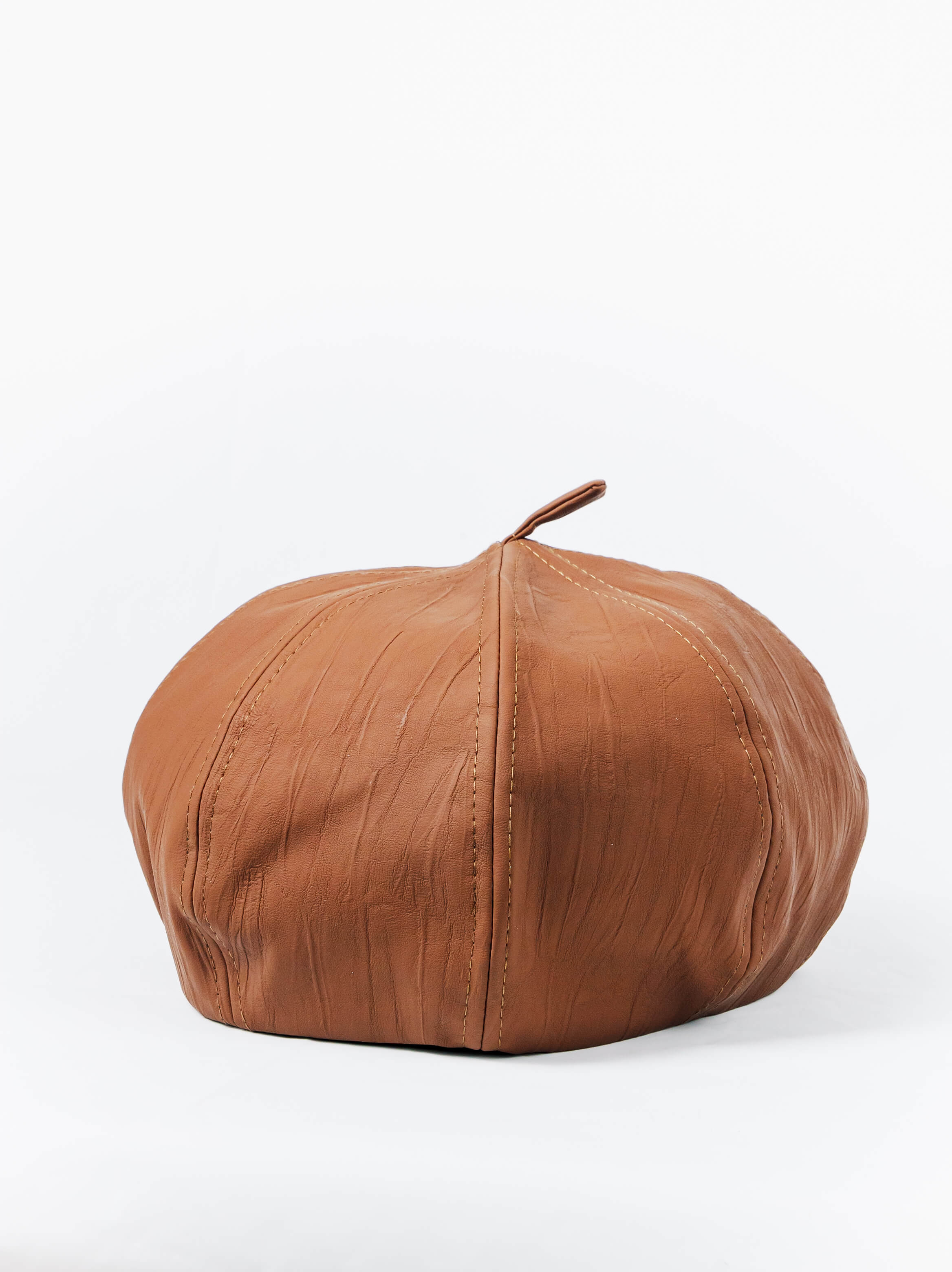 Faux Leather Beret Cap