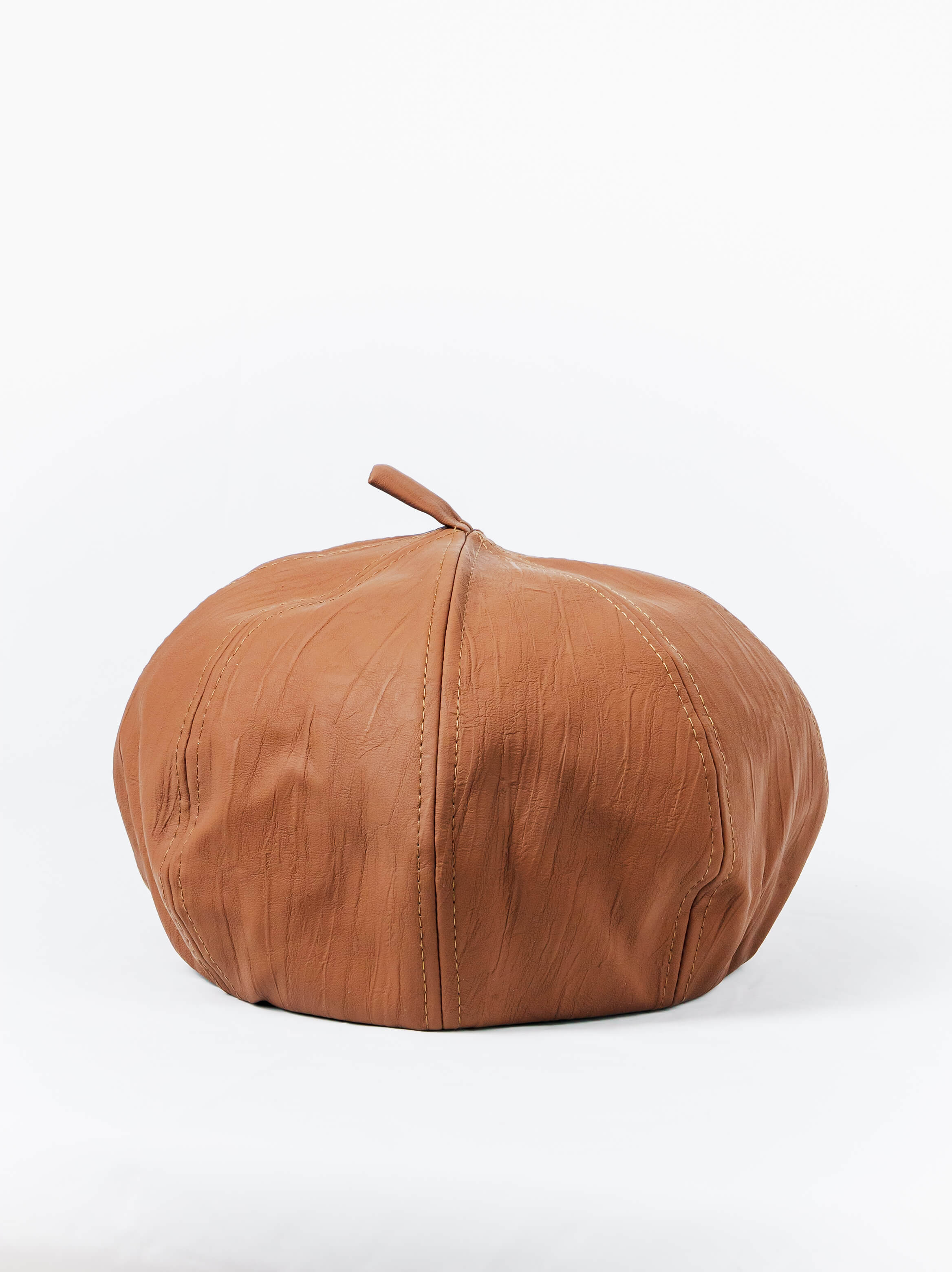 Faux Leather Beret Cap