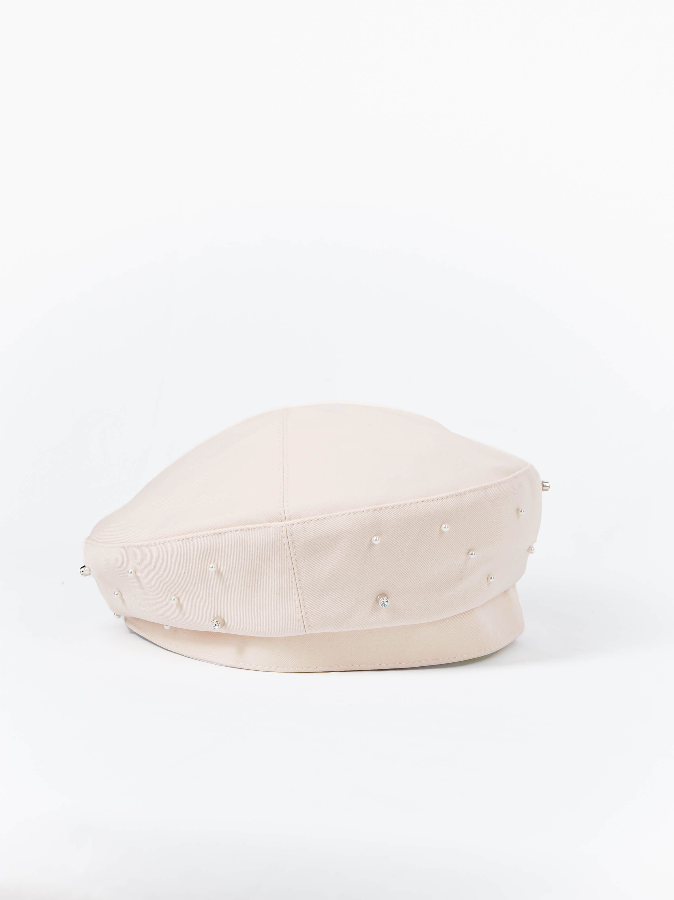 Pearl Studded Beret Cap