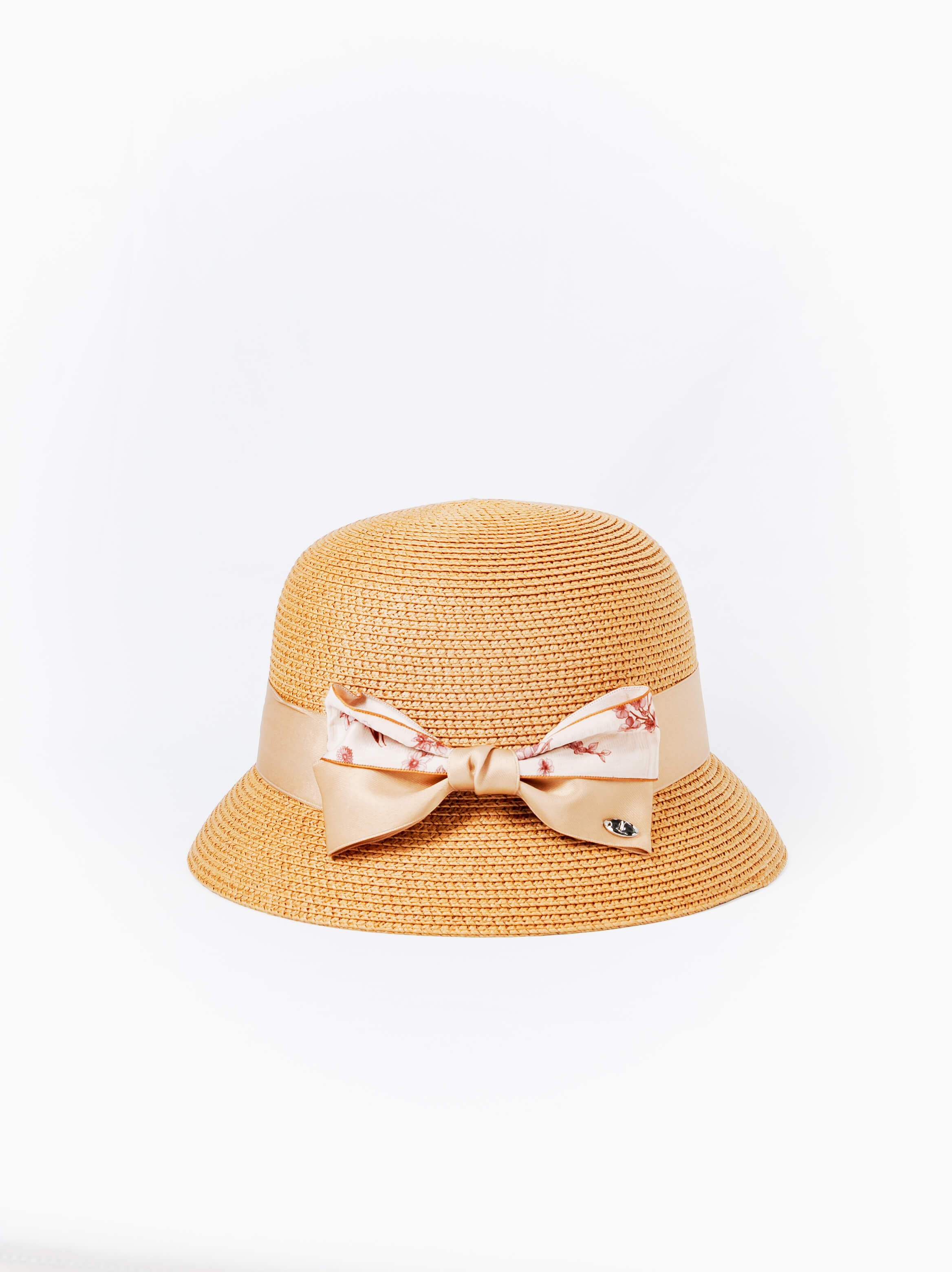 Satin Bow Woven Dome Hat