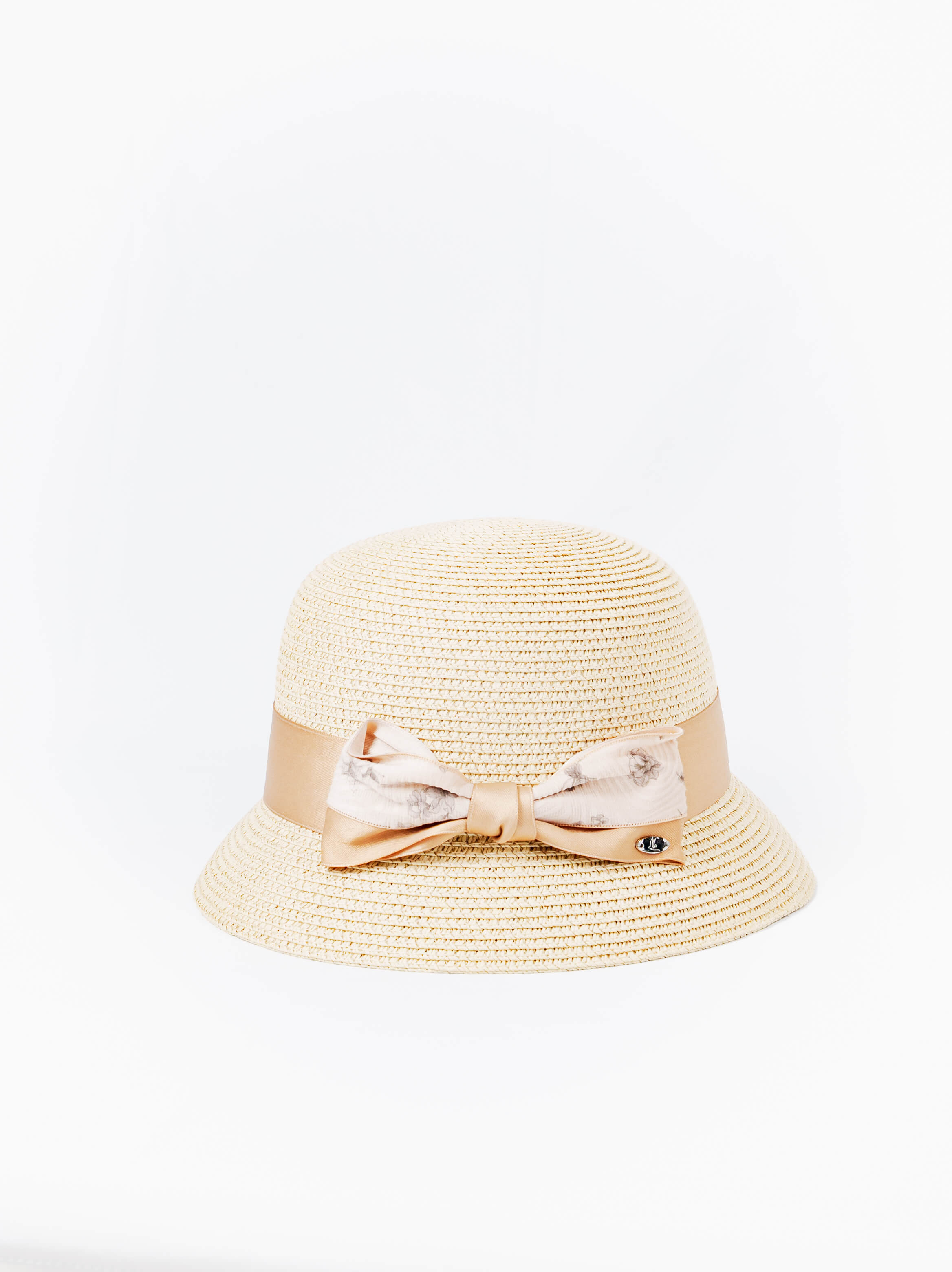 Satin Bow Woven Dome Hat