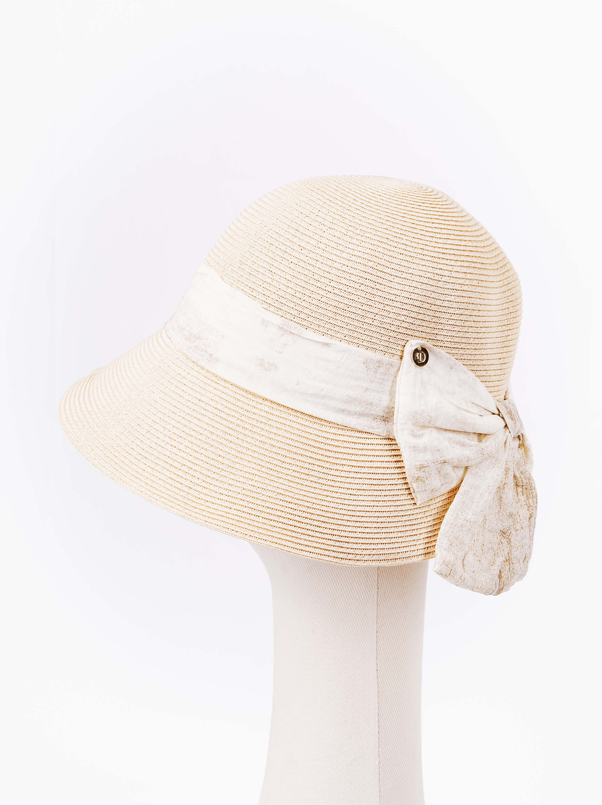 Velvet-Bow Band Sun Hat