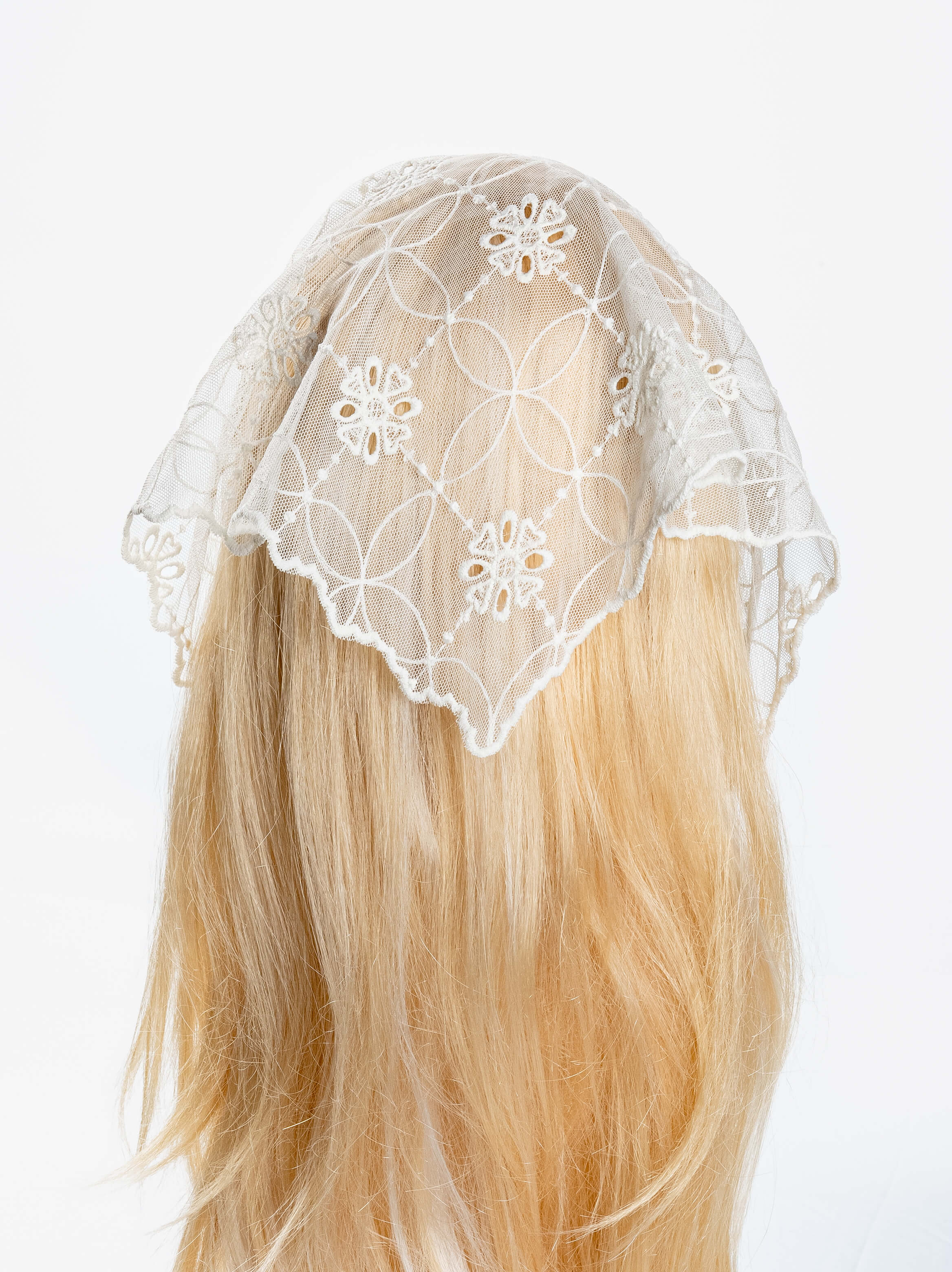 Geometric Bloom Triangle Veil Scarf