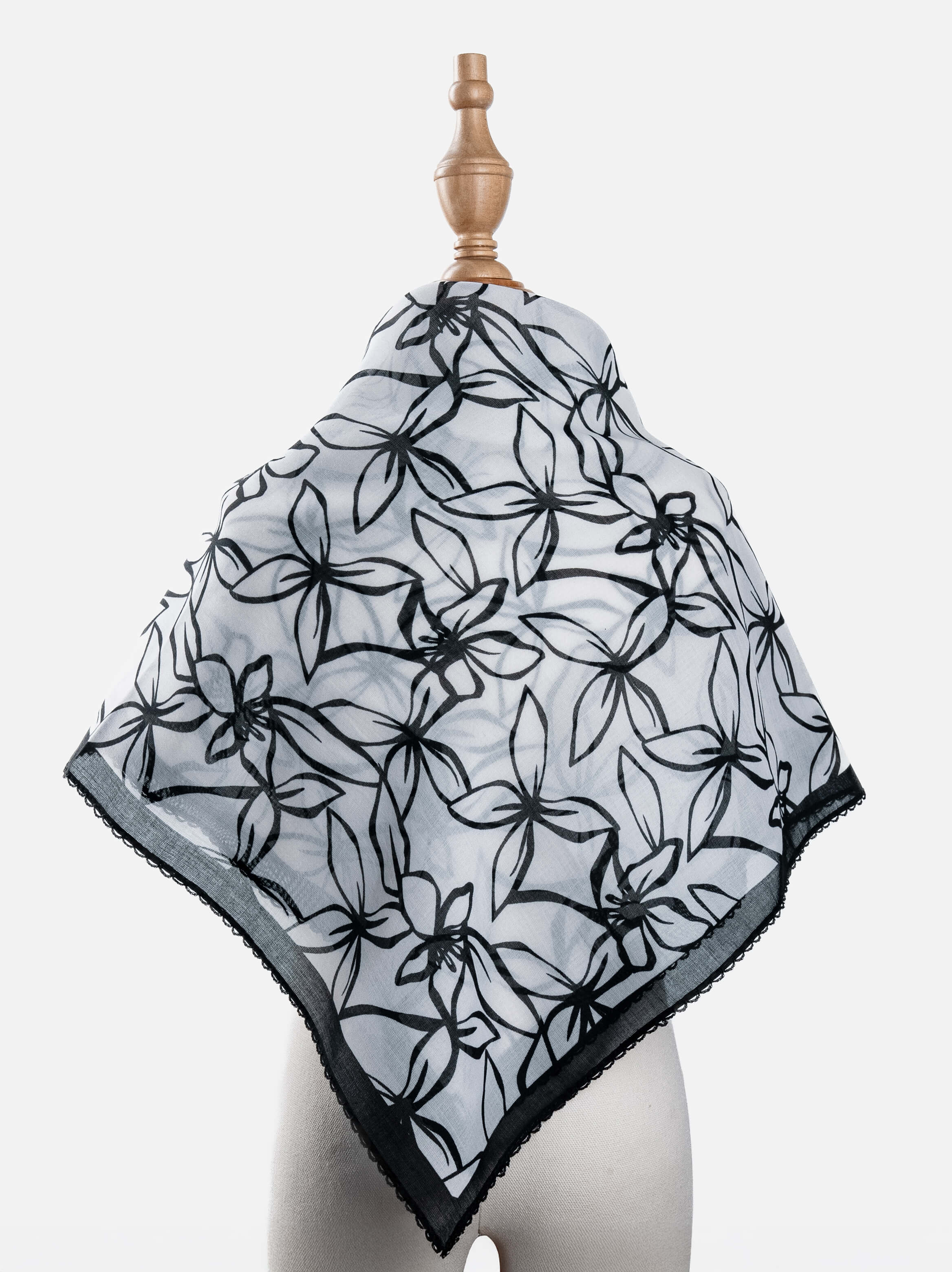 Monochrome Sketch Floral Scarf