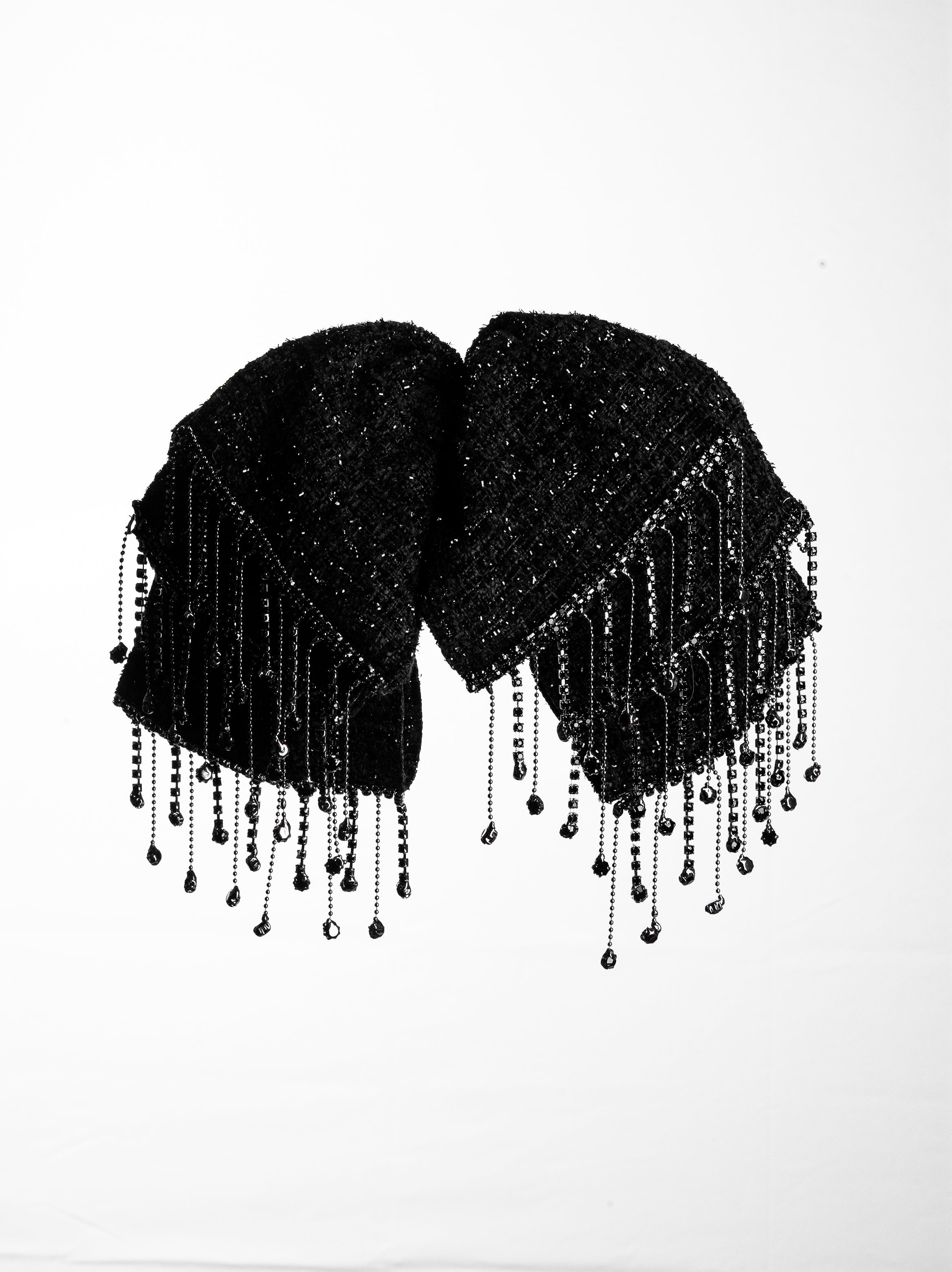 Tweed Fringe Hair Bow Clip