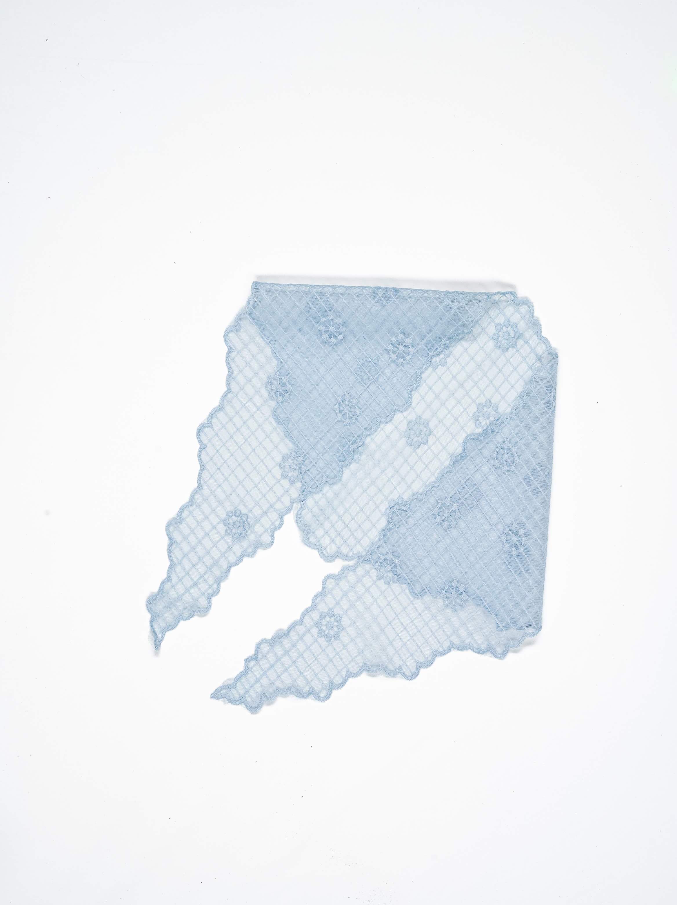 Grid Flower Embroidered Triangle Veil Scarf