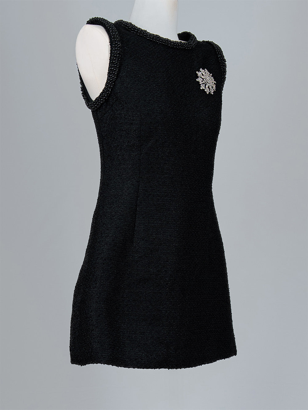 Beaded Trim Tweed Mini Dress