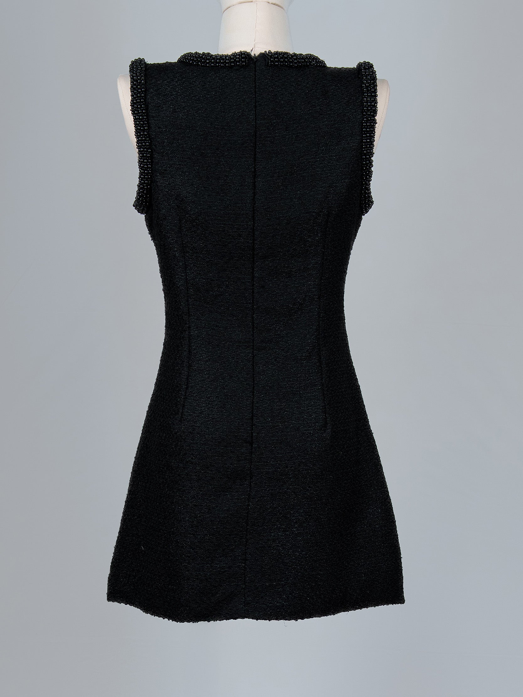 Beaded Trim Tweed Mini Dress