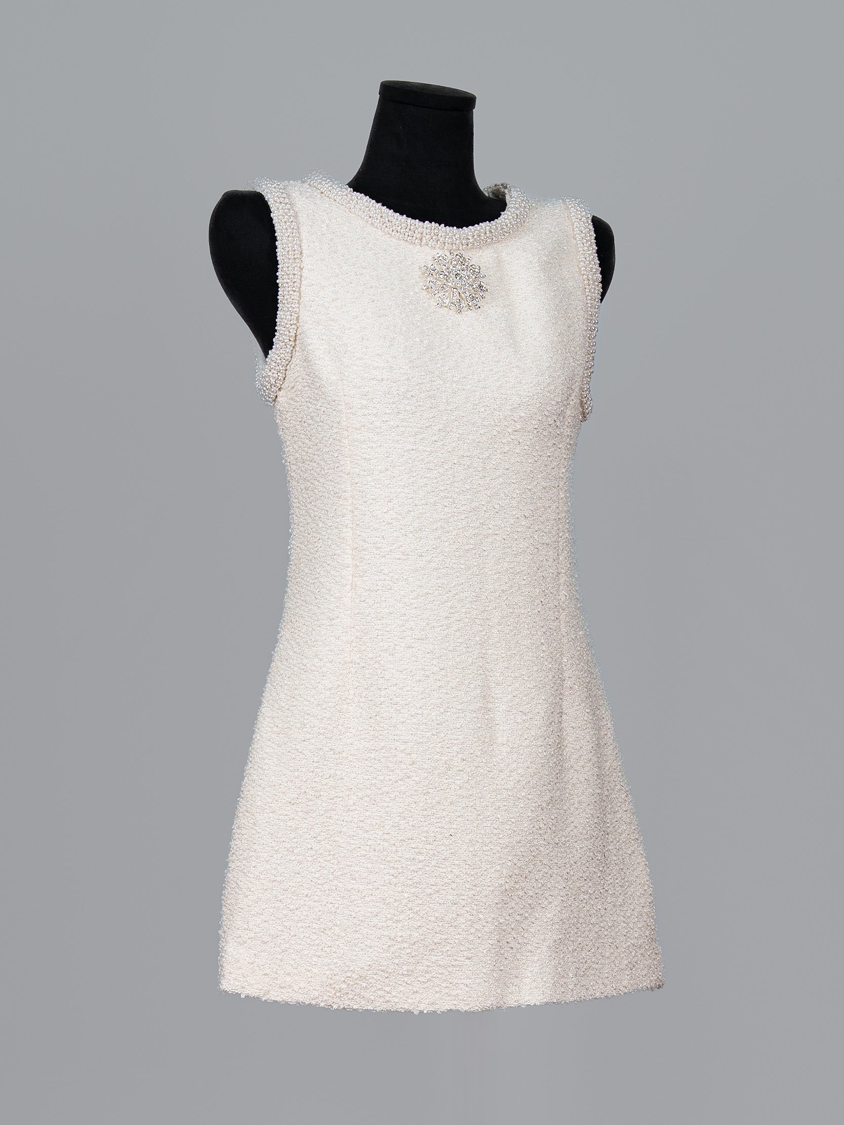 Beaded Trim Tweed Mini Dress