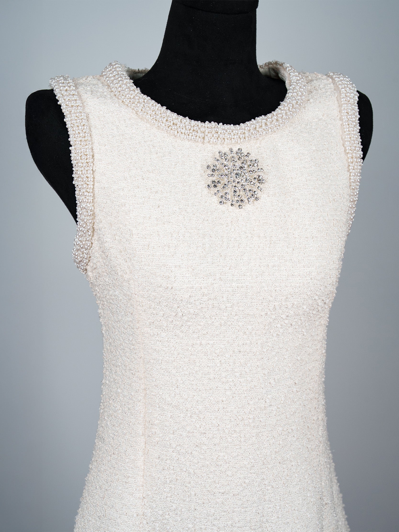 Beaded Trim Tweed Mini Dress