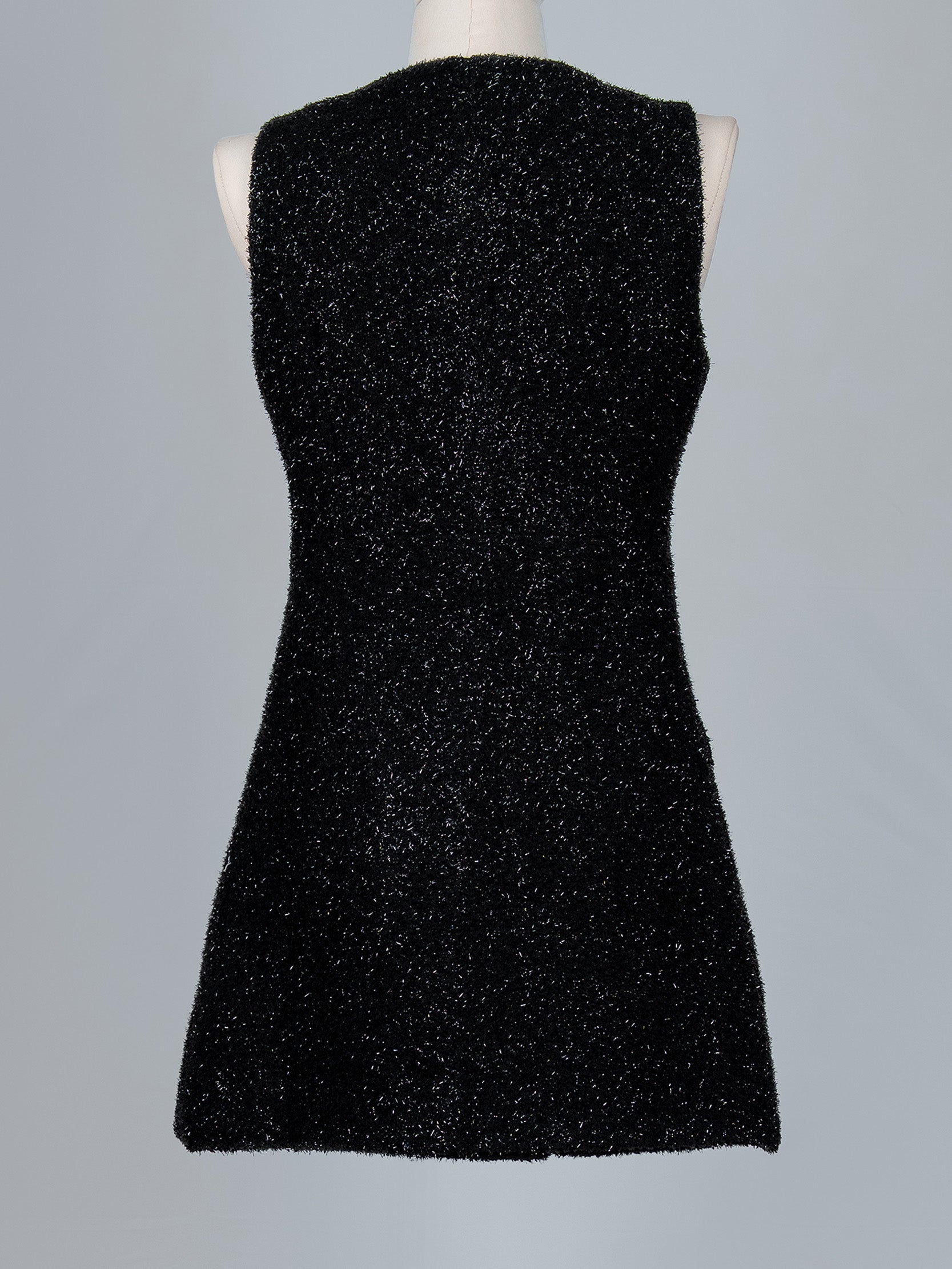 Jewelled Pearl Button Tweed Mini Dress