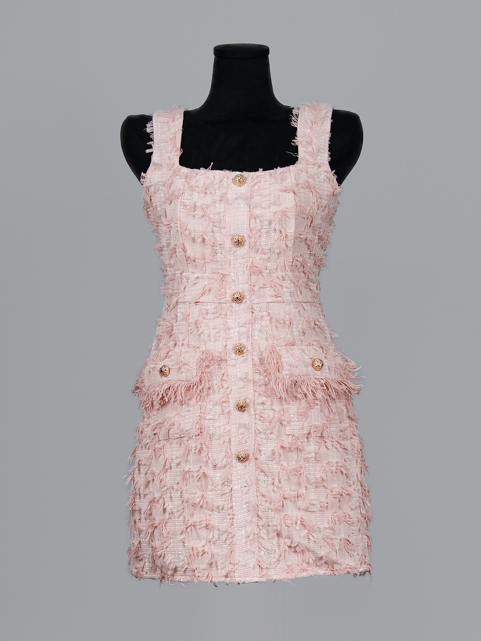 Petal Fringe Tweed Mini Dress