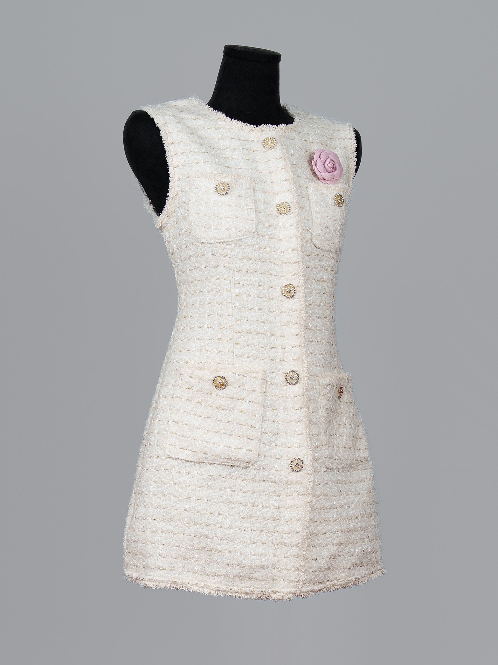 Gold Thread Tweed Mini Dress