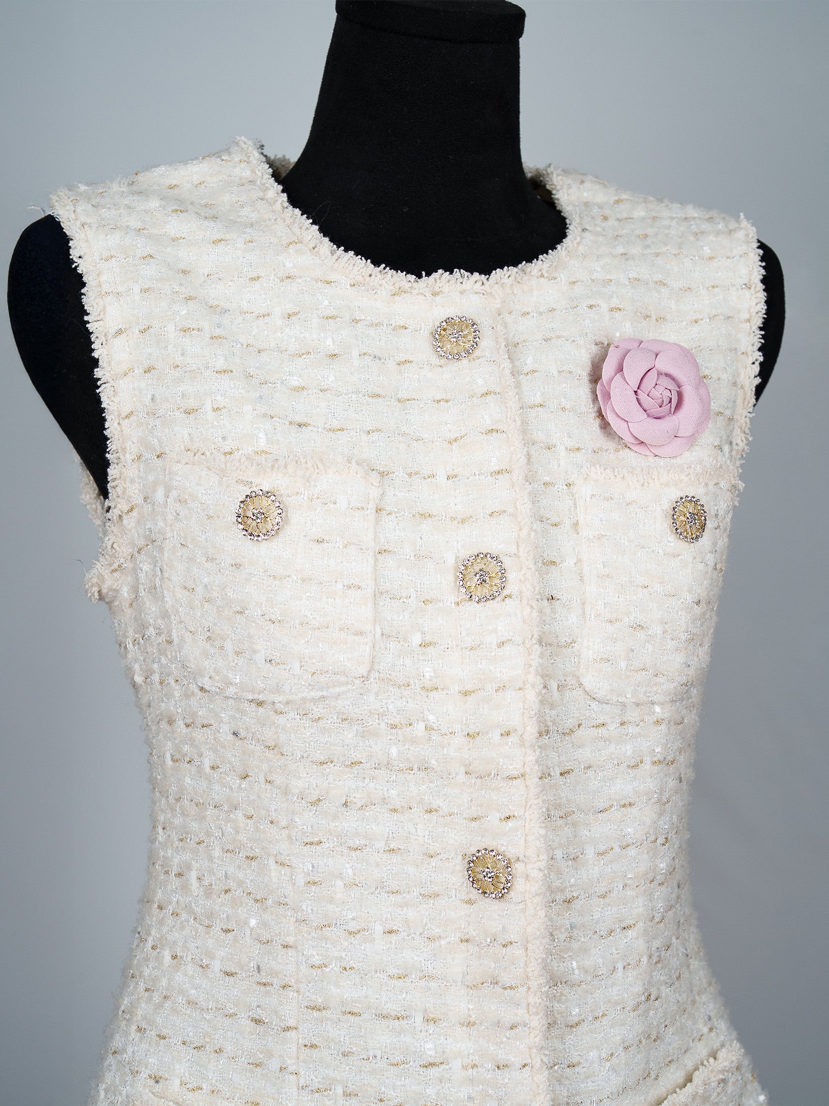 Gold Thread Tweed Mini Dress