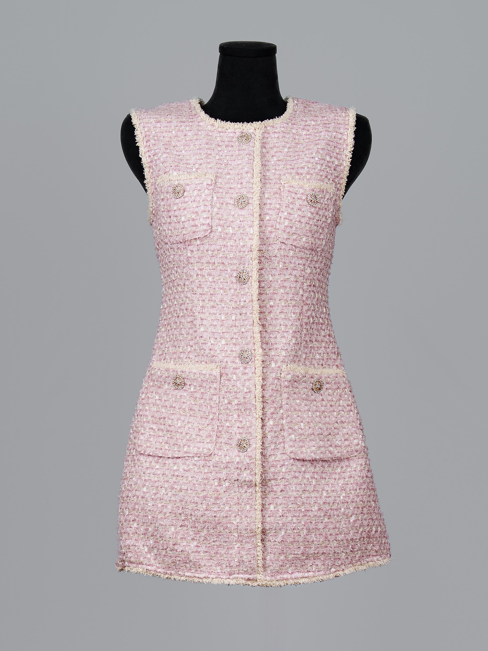 Gold Thread Tweed Mini Dress