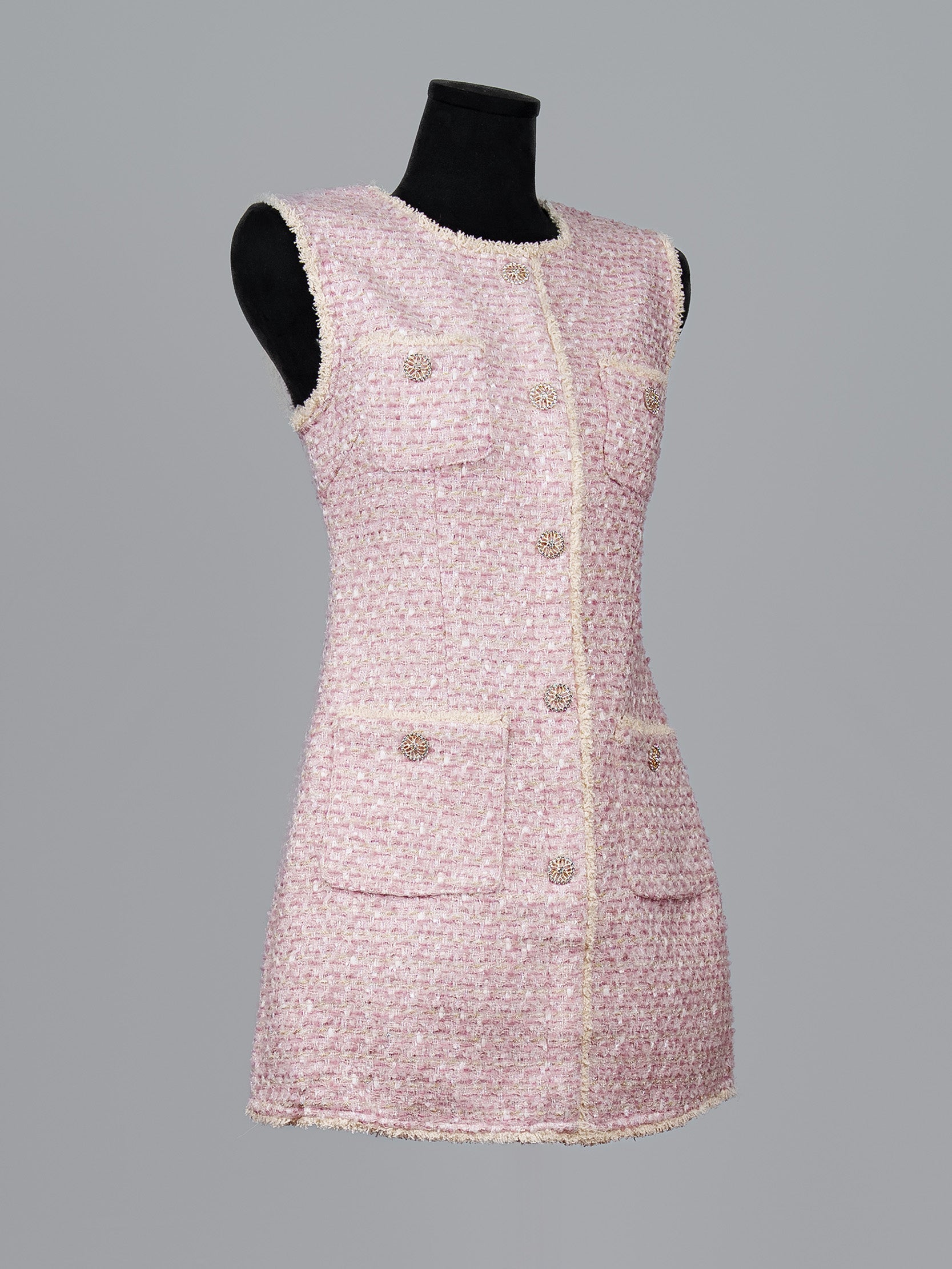 Gold Thread Tweed Mini Dress