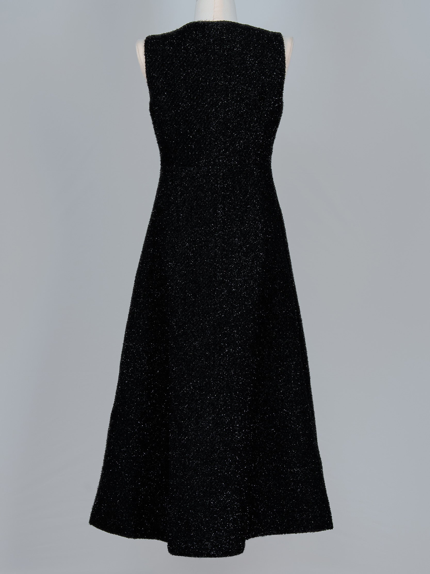 Crystal Button Tweed Midi Dress