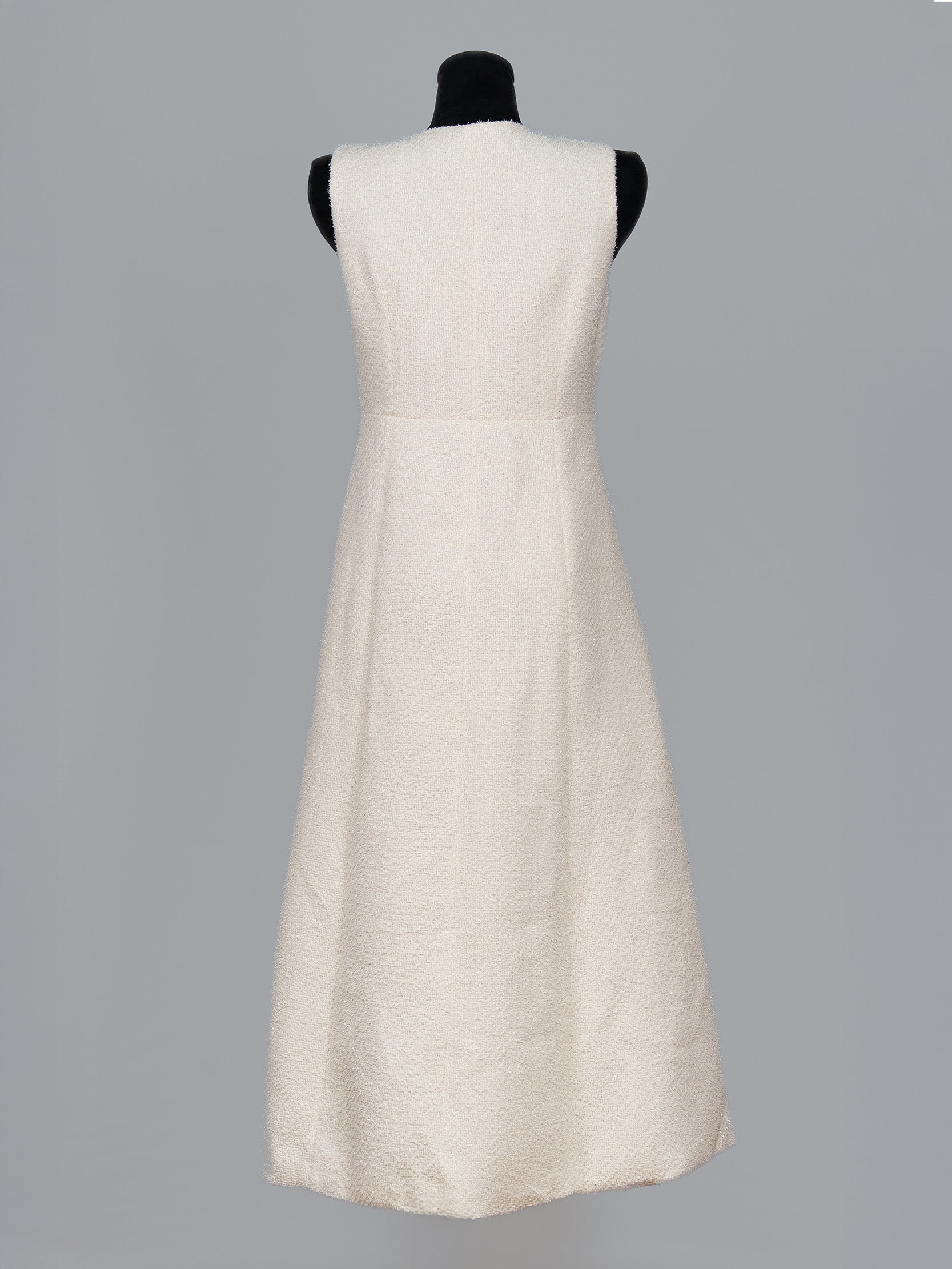 Crystal Button Tweed Midi Dress