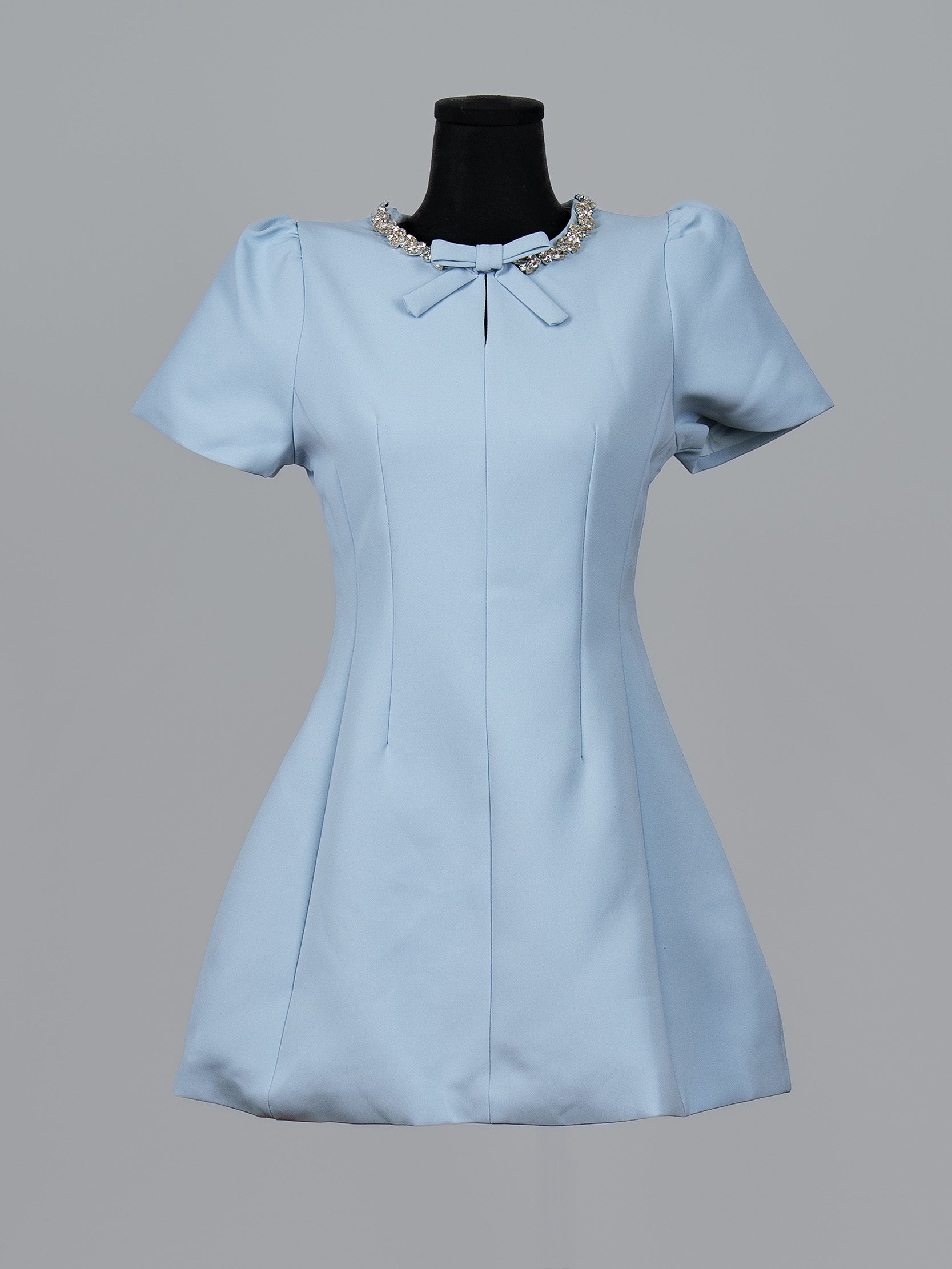 Bow Collar Embellished Mini Dress