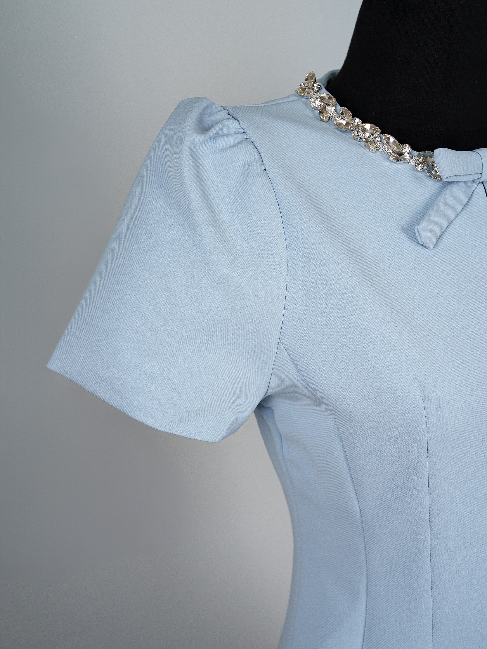 Bow Collar Embellished Mini Dress