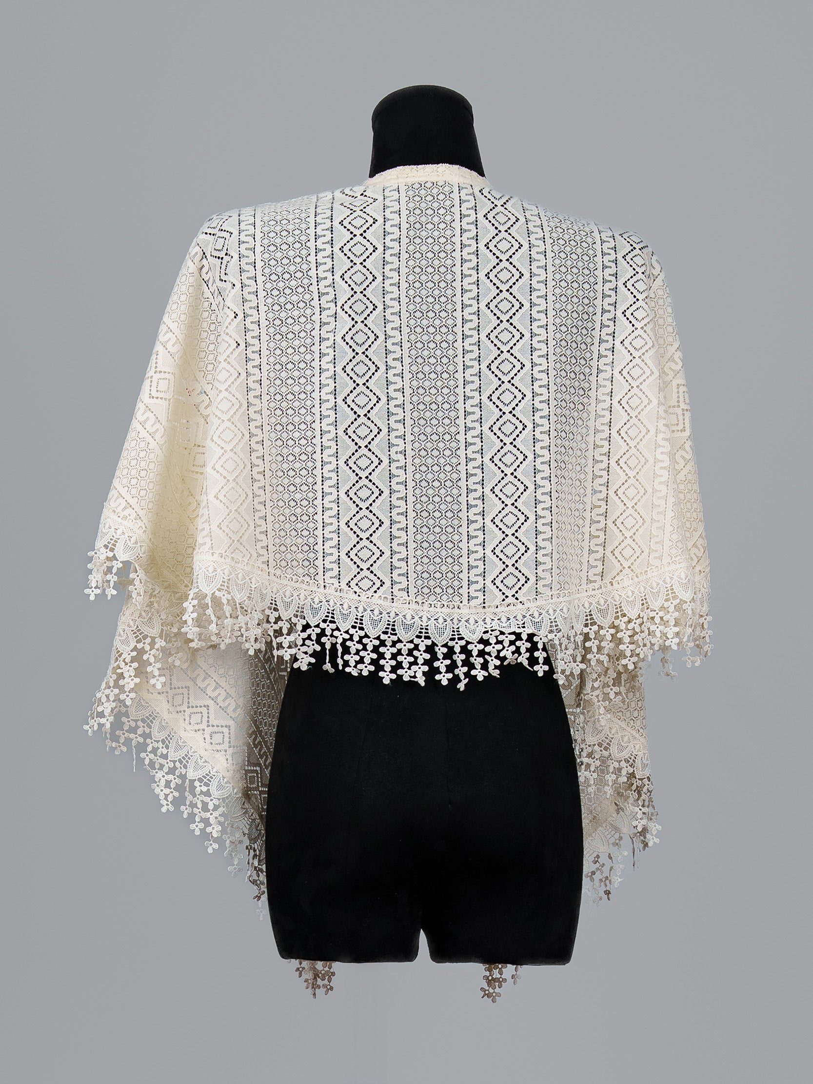 Lace Veil Shawl with Pearl Pin