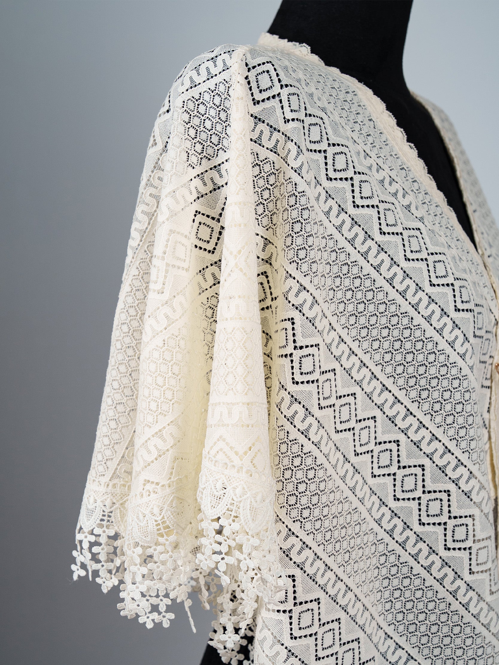 Lace Veil Shawl with Pearl Pin