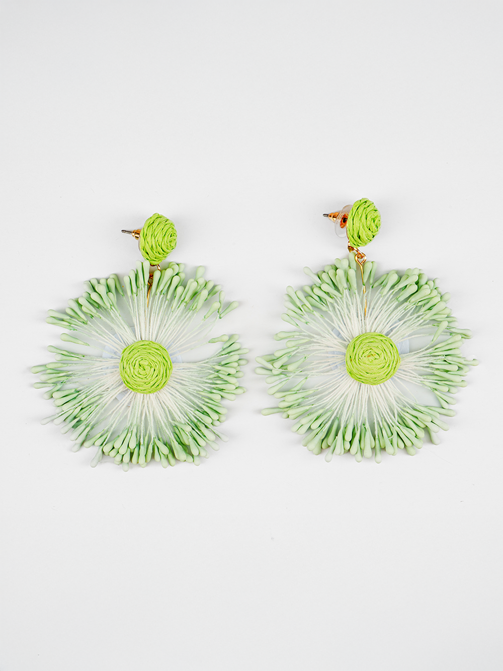 Burst Bloom Round Raffia Earrings