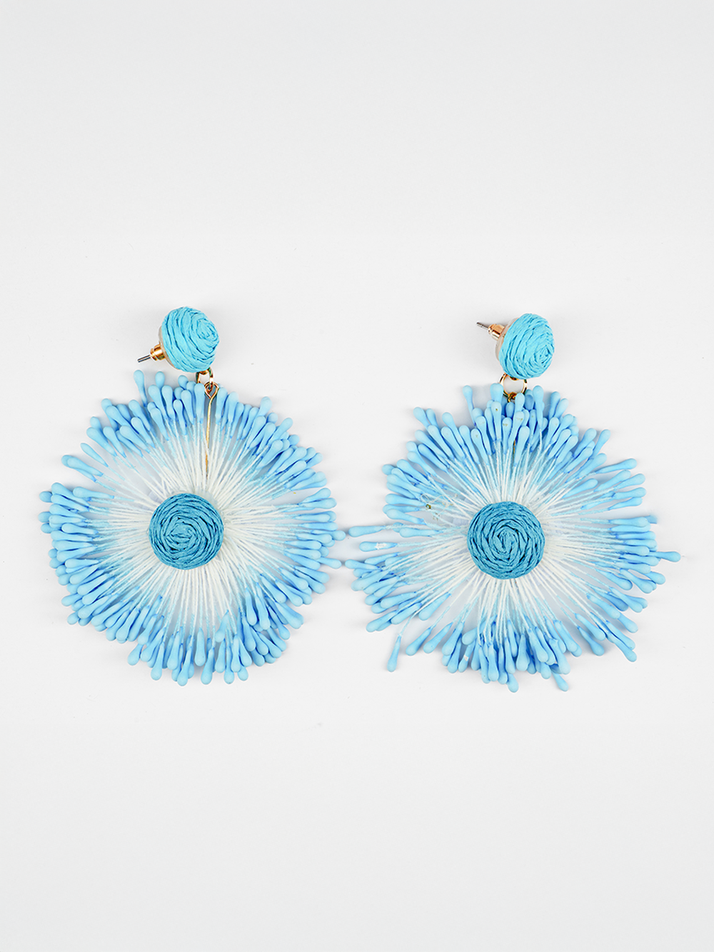 Burst Bloom Round Raffia Earrings