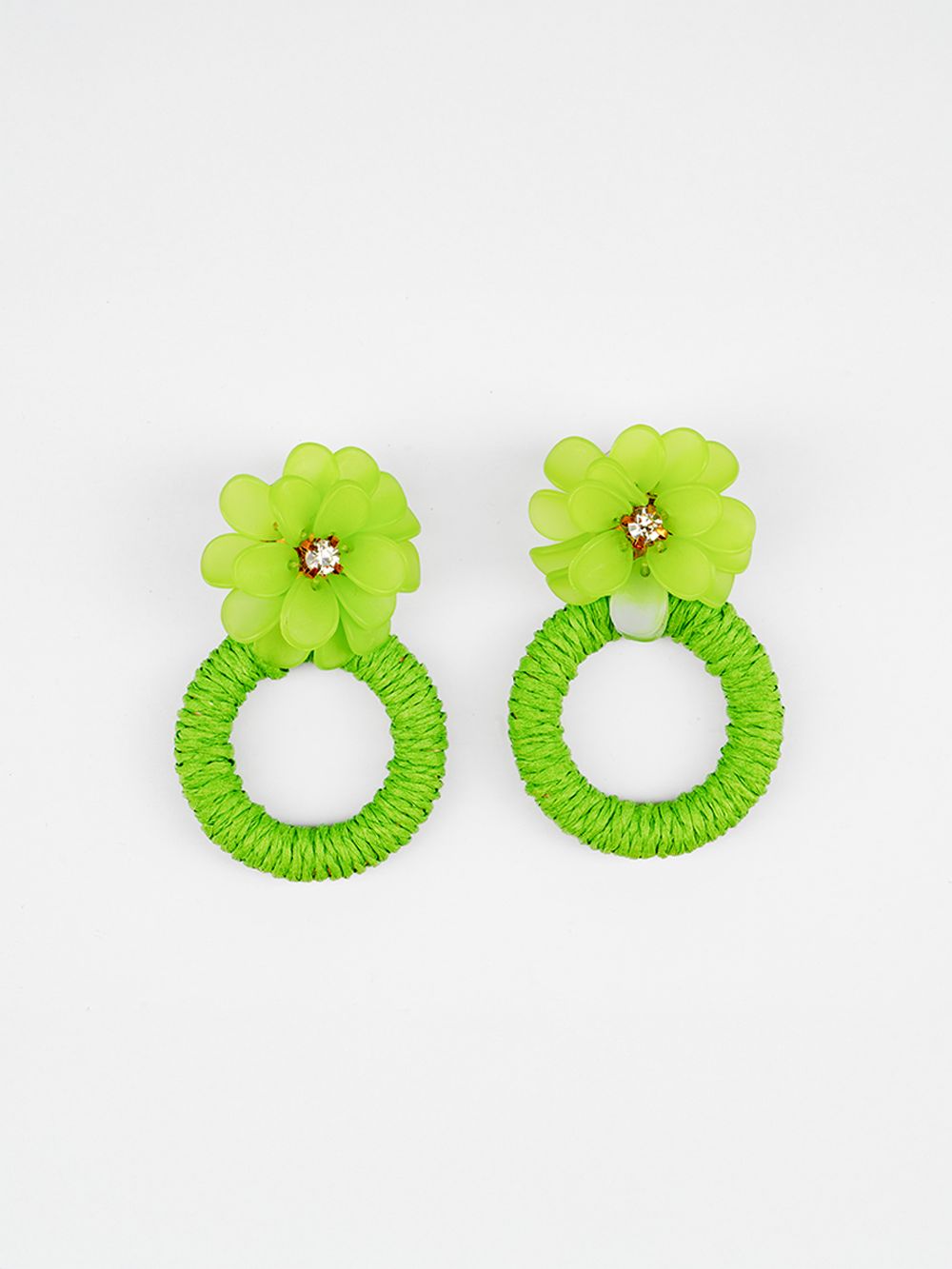 Layered Blossom Round Raffia Earrings