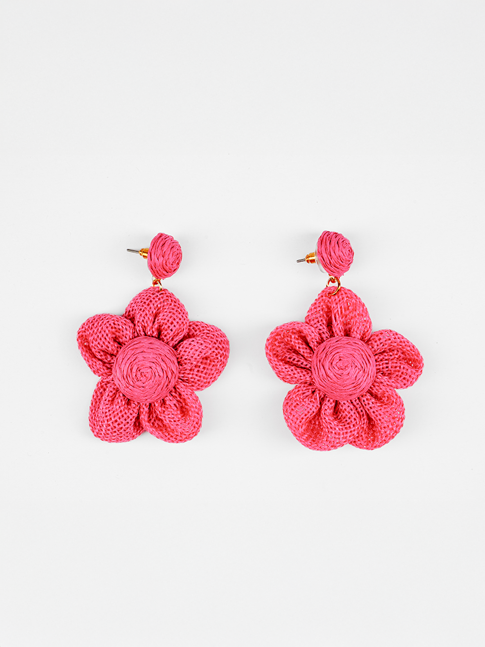 Woven Raffia Petal Bloom Earrings